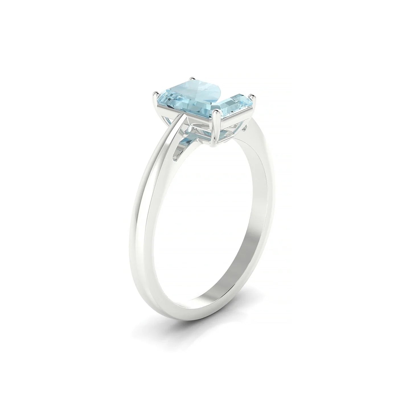 Zenith | 18k White Gold 8 x 6 mm Emerald Aquamarine Ring