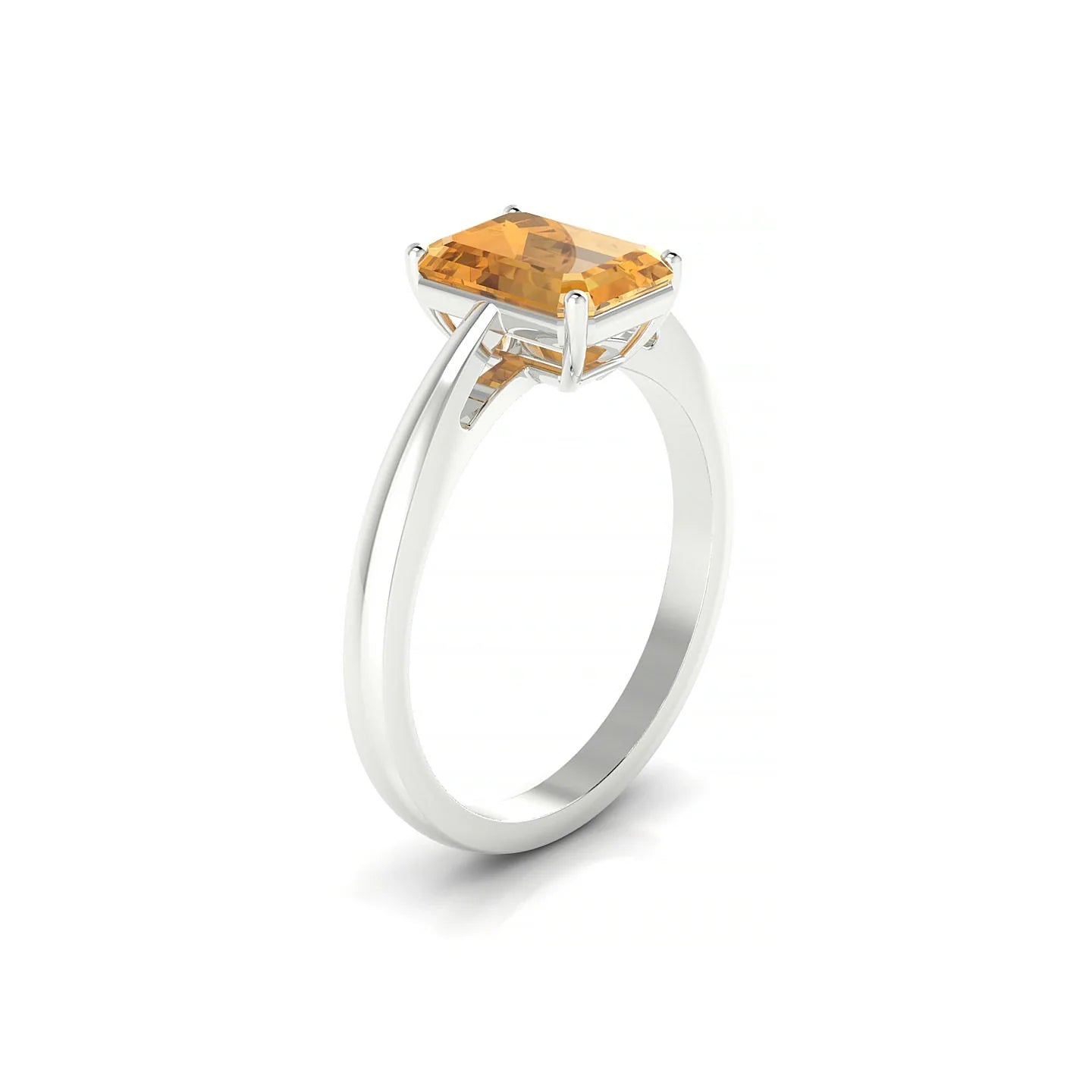 Zenith | 18k White Gold 8 x 6 mm Emerald Citrine Ring
