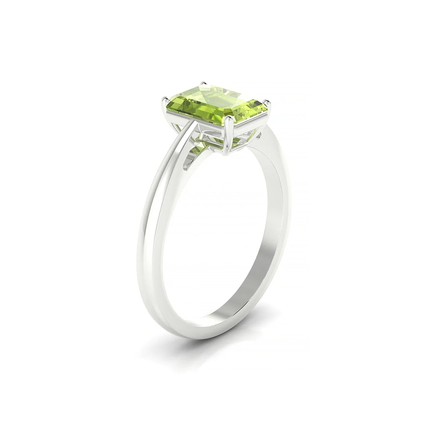 Zenith | 18k White Gold 8 x 6 mm Emerald Peridot Ring