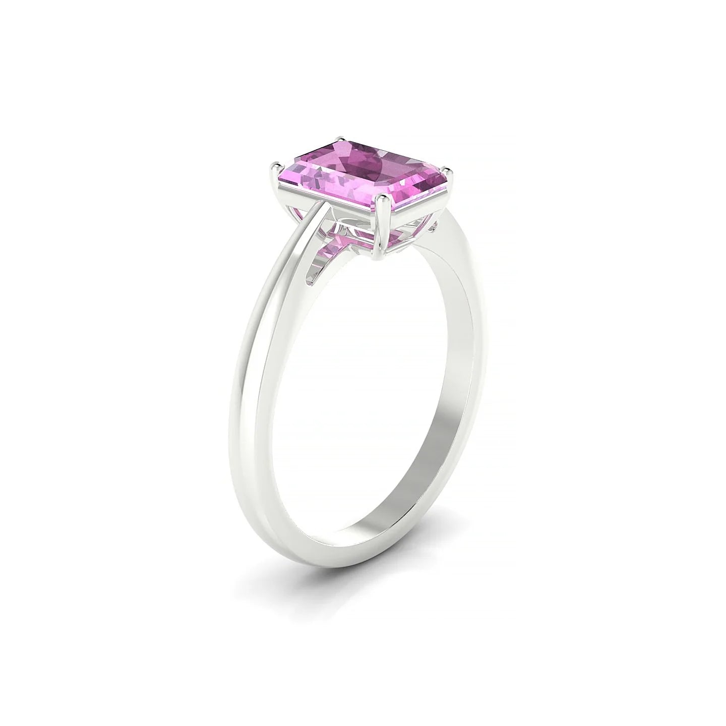 Zenith | 18k White Gold 8 x 6 mm Emerald Pink Sapphire Ring