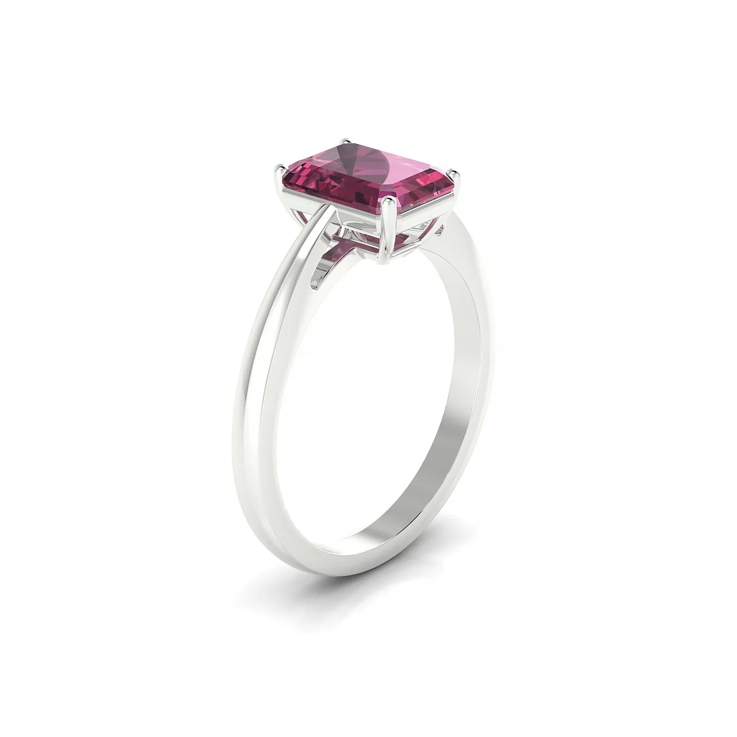 Zenith | 18k White Gold 8 x 6 mm Emerald Rhodolite Ring