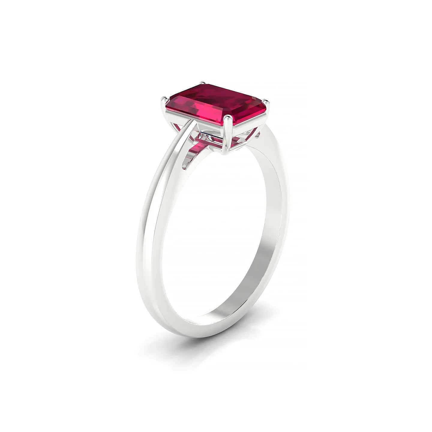Zenith | 18k White Gold 8 x 6 mm Emerald Ruby Ring