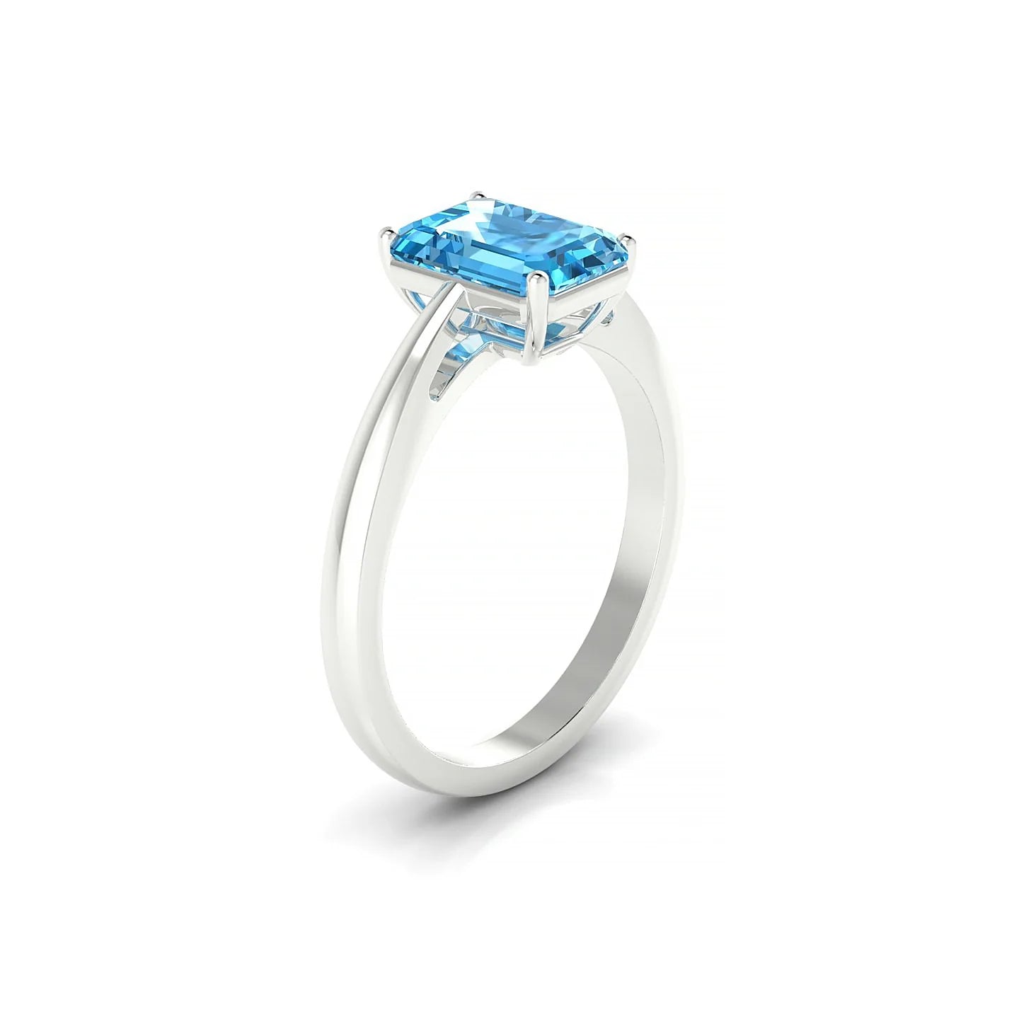 Zenith | 18k White Gold 8 x 6 mm Emerald Topaz Ring
