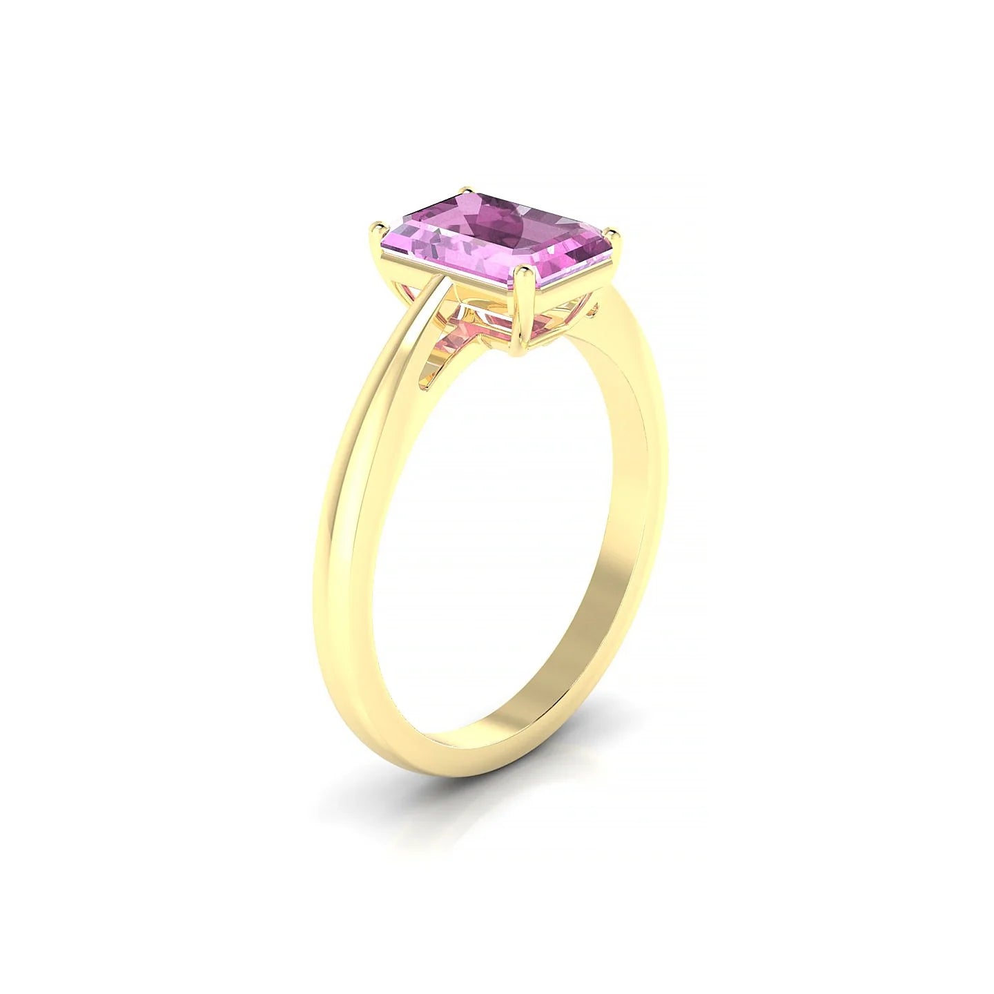 Zenith | 18k Yellow Gold 8 x 6 mm Emerald Pink Sapphire Ring