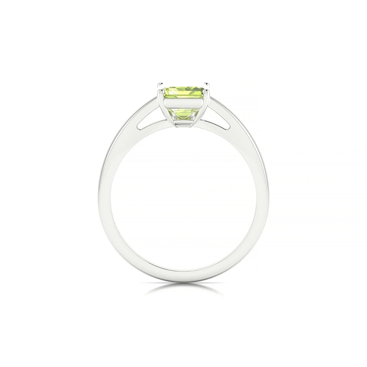 Zenith | 18k White Gold 8 x 6 mm Emerald Peridot Ring