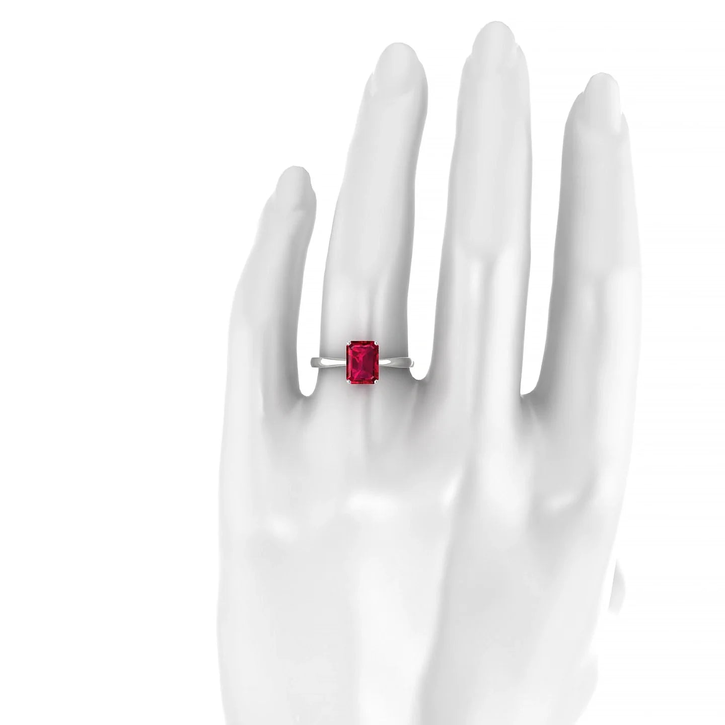 Zenith | 18k White Gold 8 x 6 mm Emerald Ruby Ring