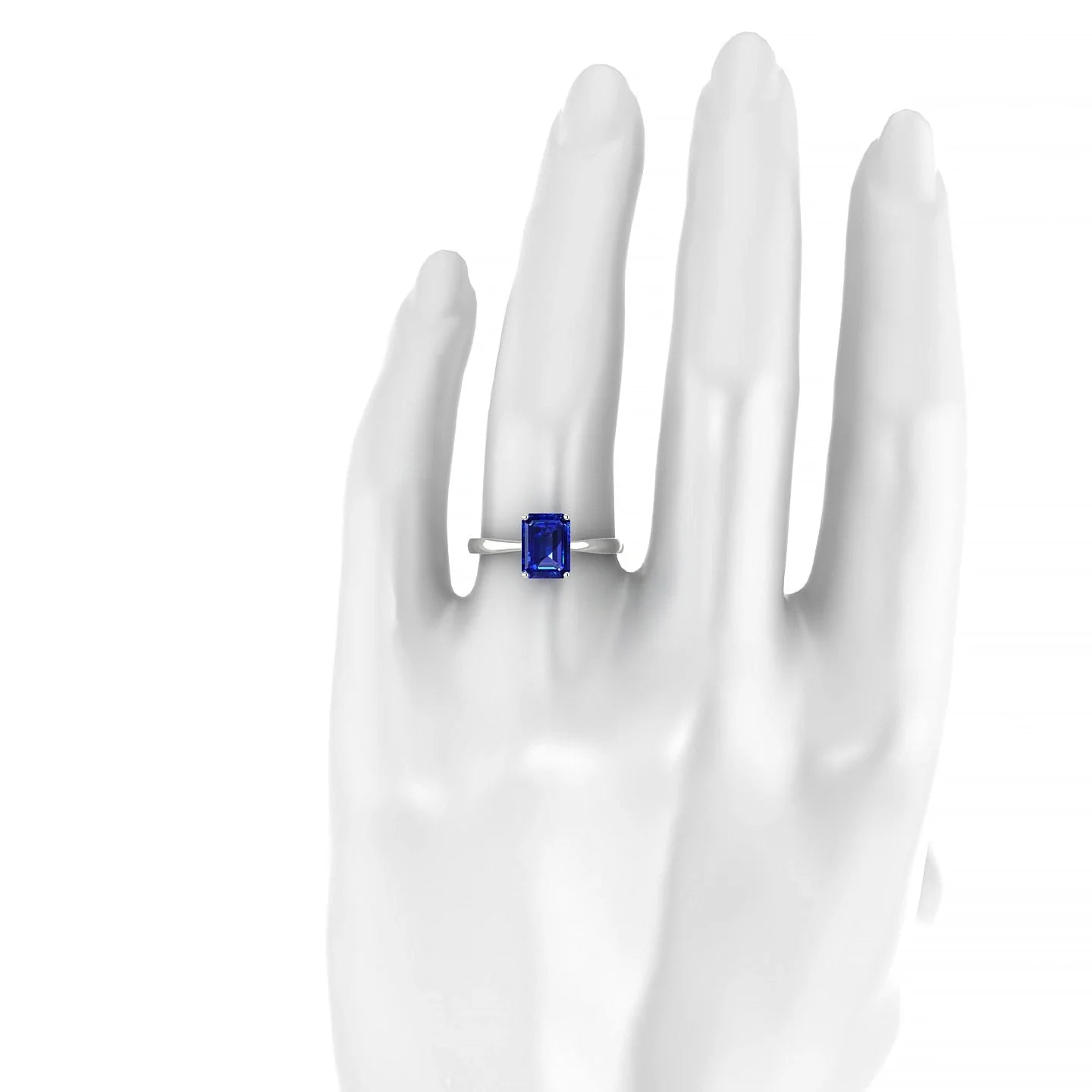 Zenith | 18k White Gold 8 x 6 mm Emerald Sapphire Ring