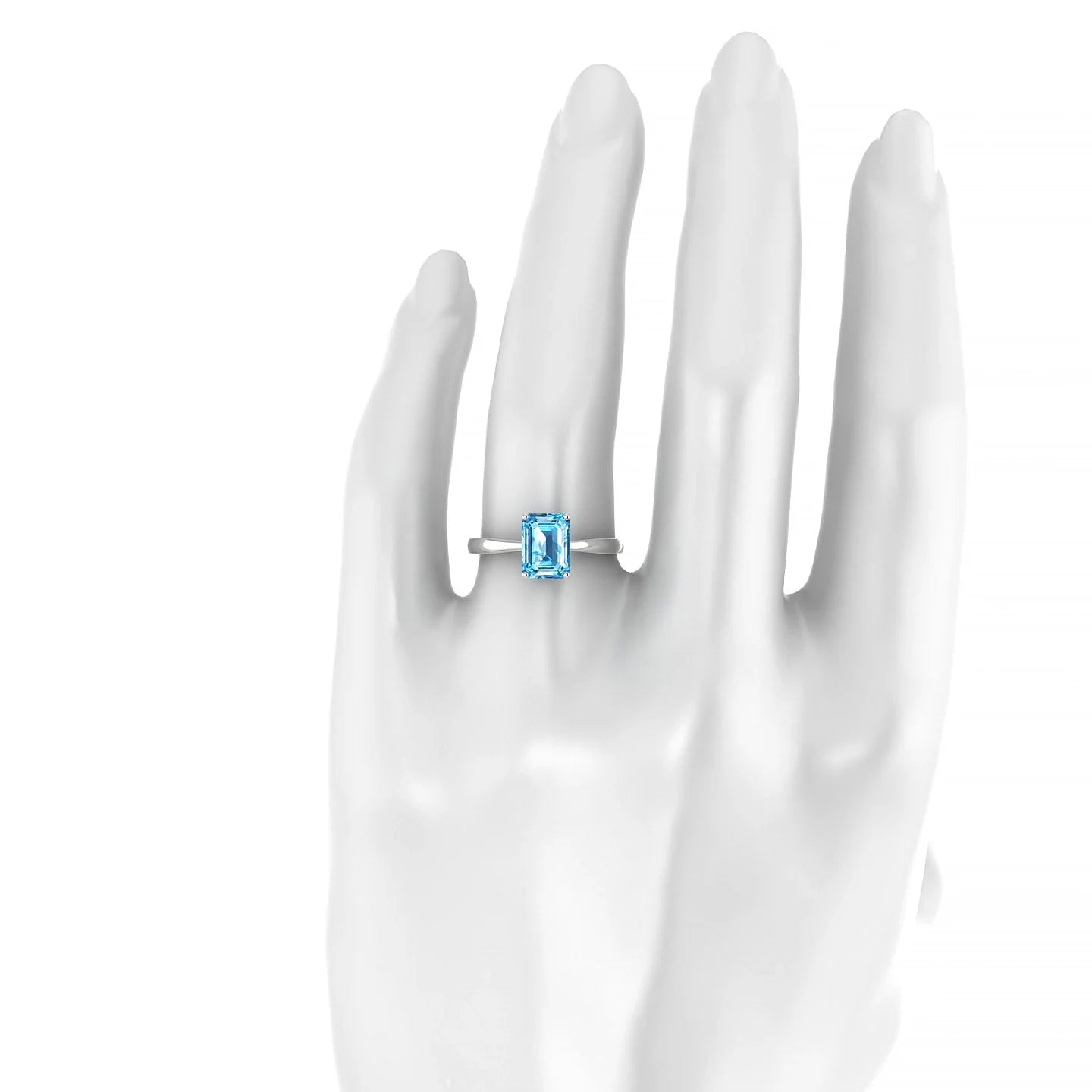 Zenith | 18k White Gold 8 x 6 mm Emerald Topaz Ring