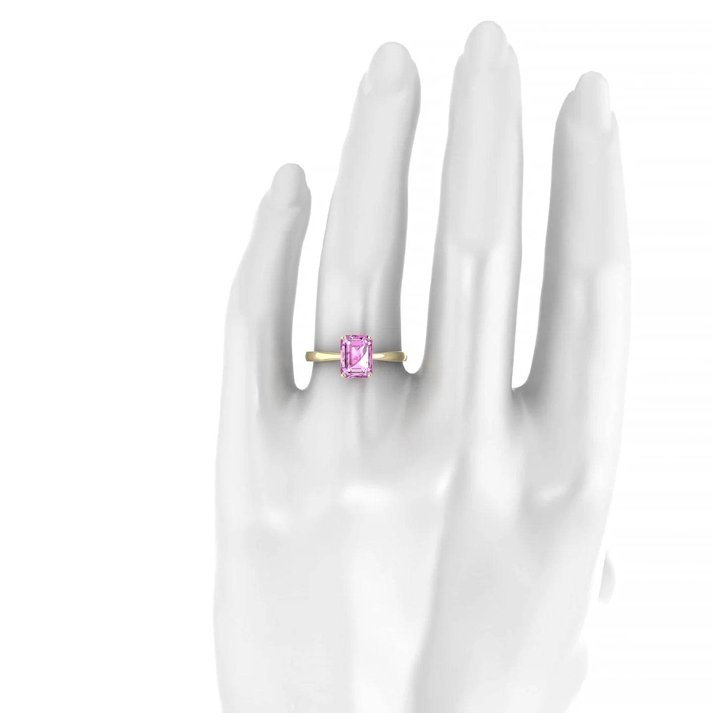 Zenith | 18k Yellow Gold 8 x 6 mm Emerald Pink Sapphire Ring