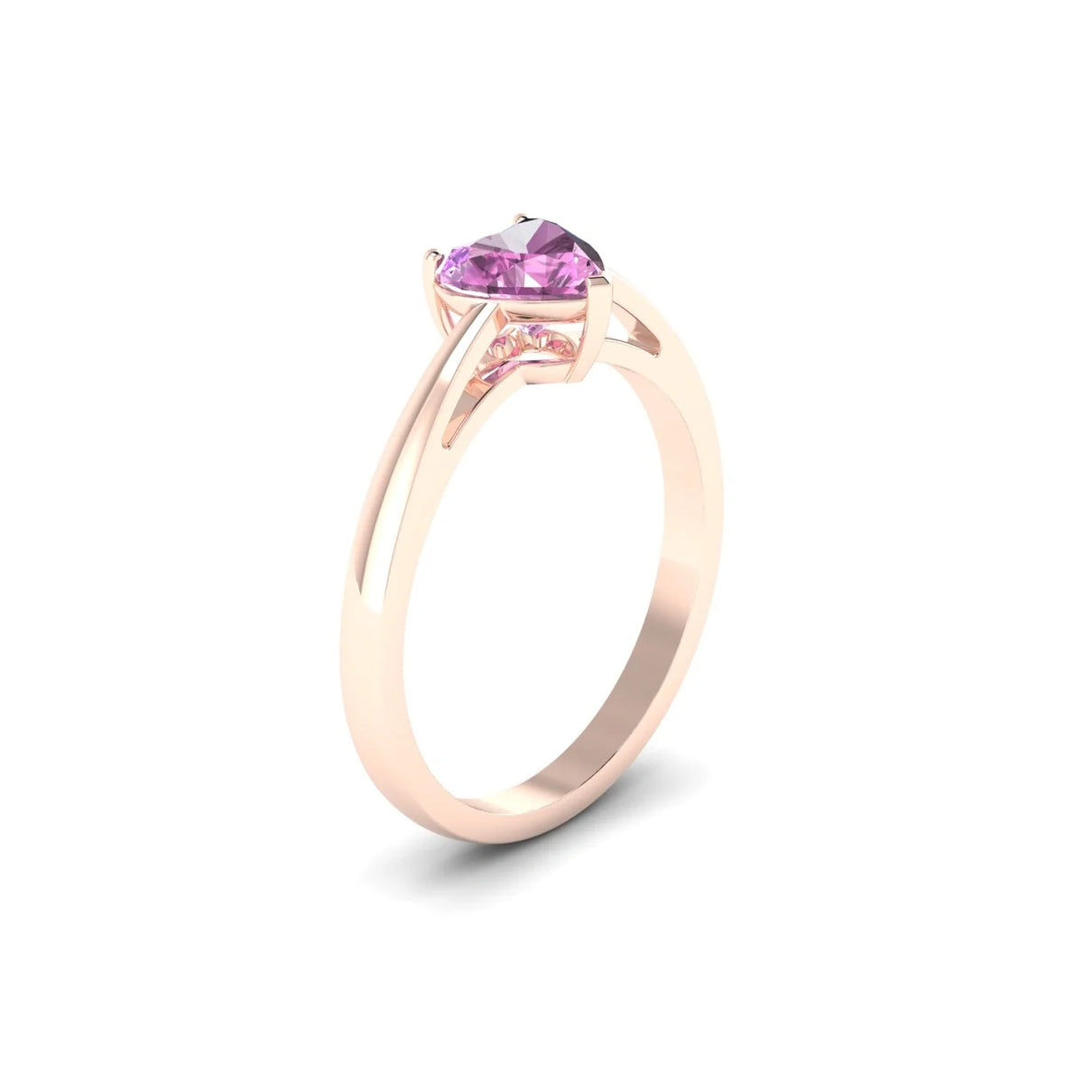 Zenith | 18k Rose Gold 5.5 mm Heart Pink Sapphire Ring
