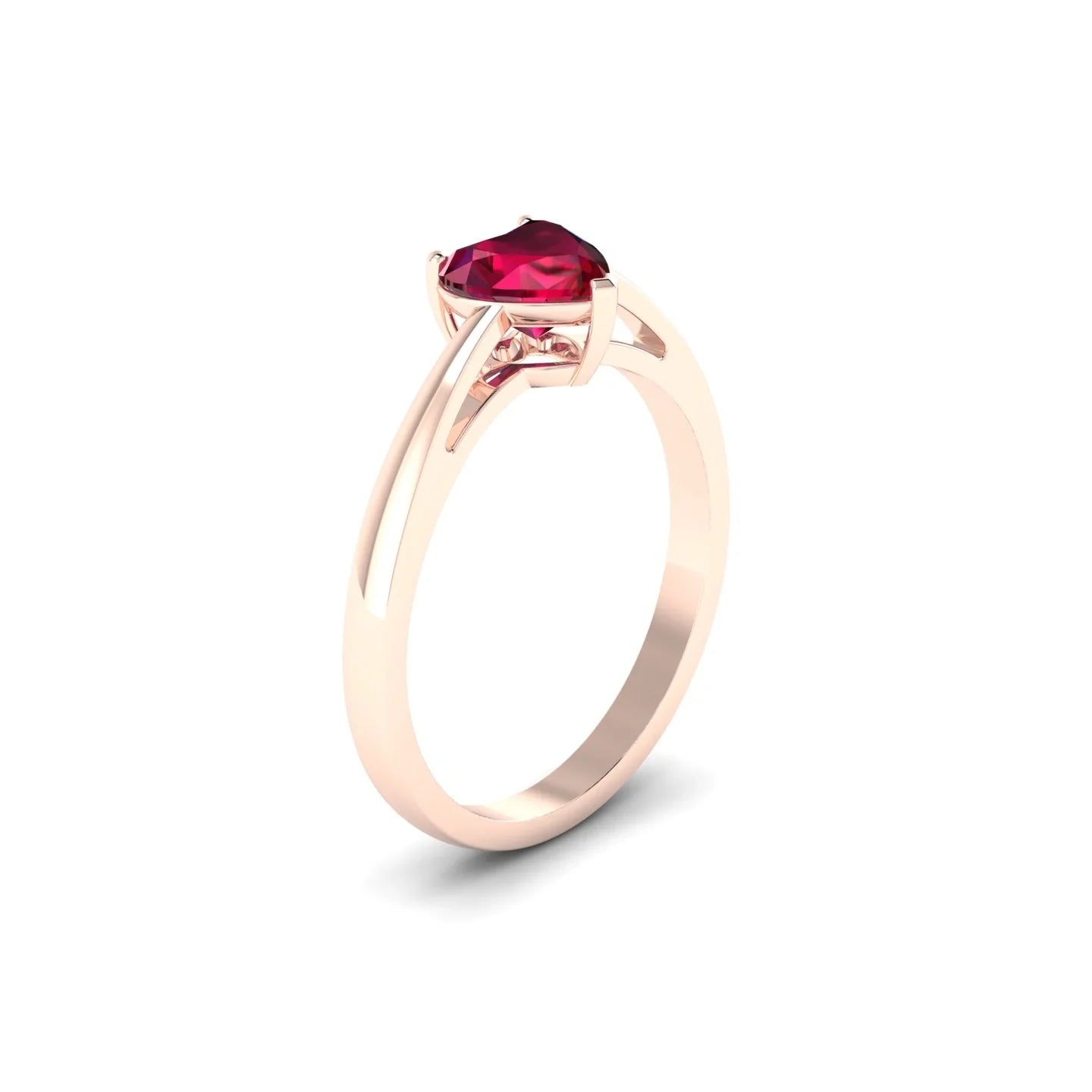 Zenith | 18k Rose Gold 5.5 mm Heart Ruby Ring