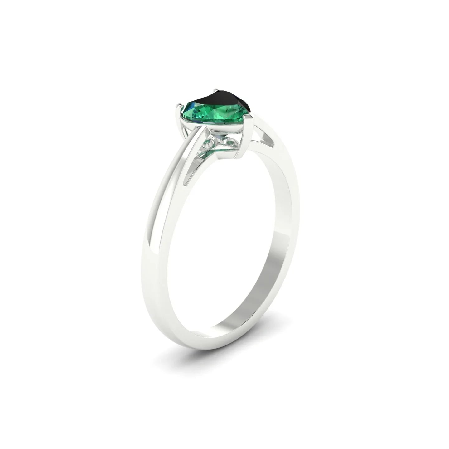 Zenith | 18k White Gold 5.5 mm Heart Emerald Ring