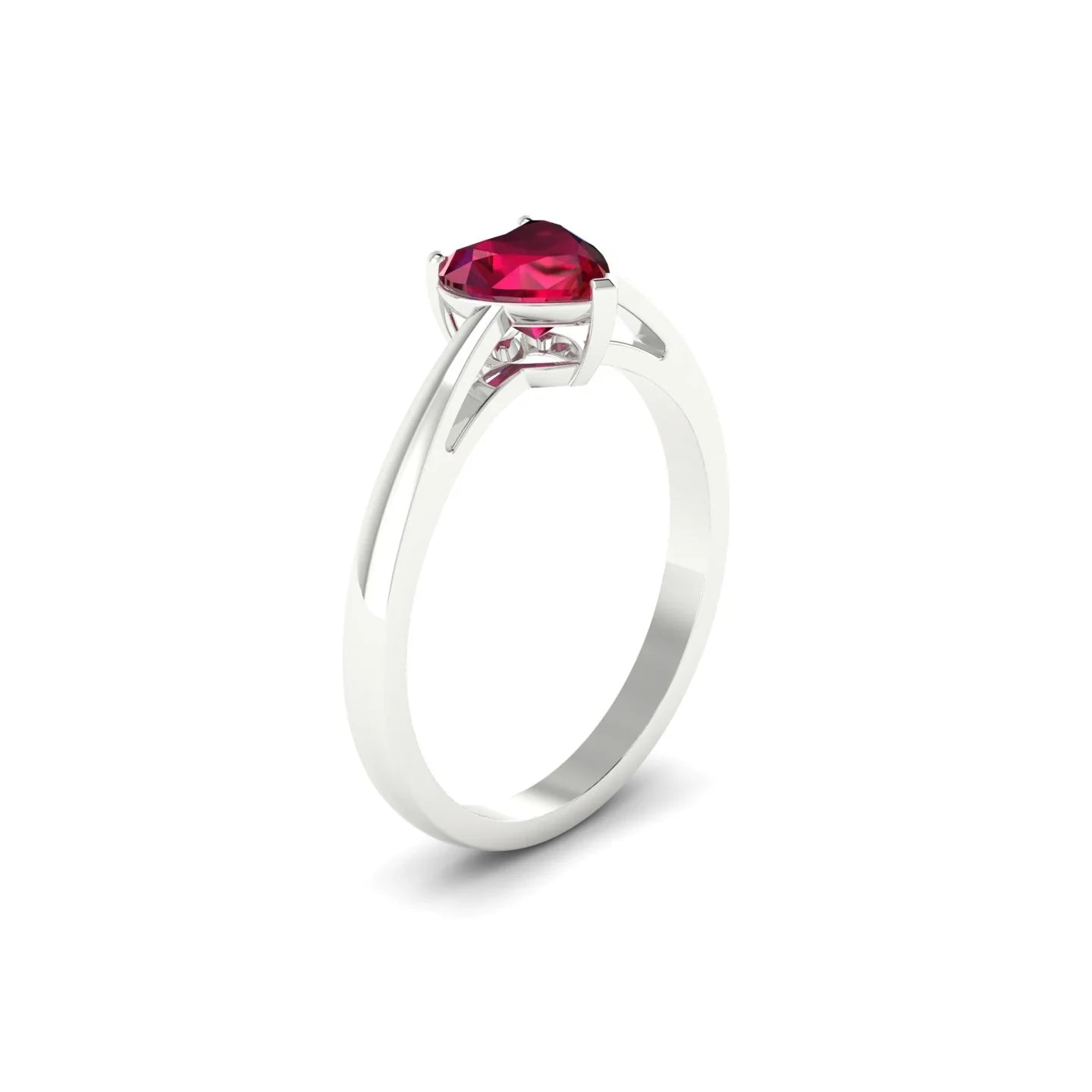 Zenith | 18k White Gold 5.5 mm Heart Ruby Ring