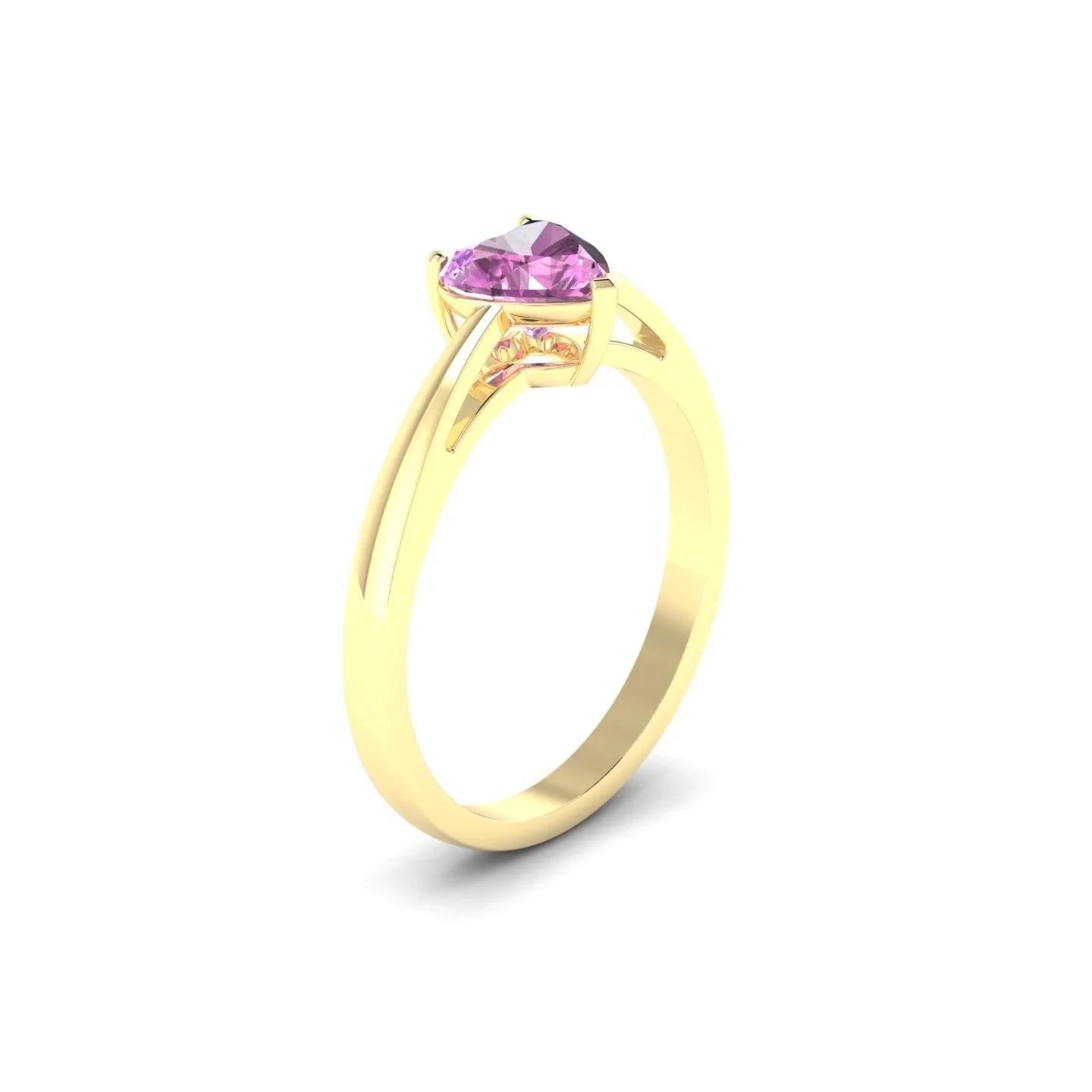 Zenith | 18k Yellow Gold 5.5 mm Heart Pink Sapphire Ring