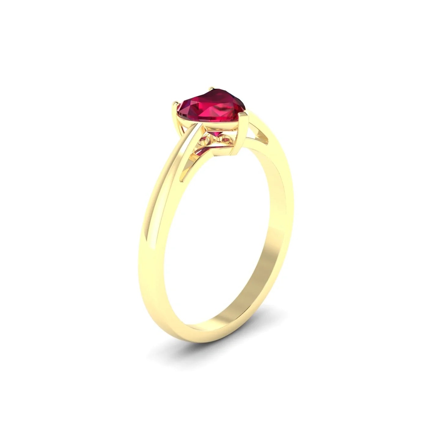 Zenith | 18k Yellow Gold 5.5 mm Heart Ruby Ring