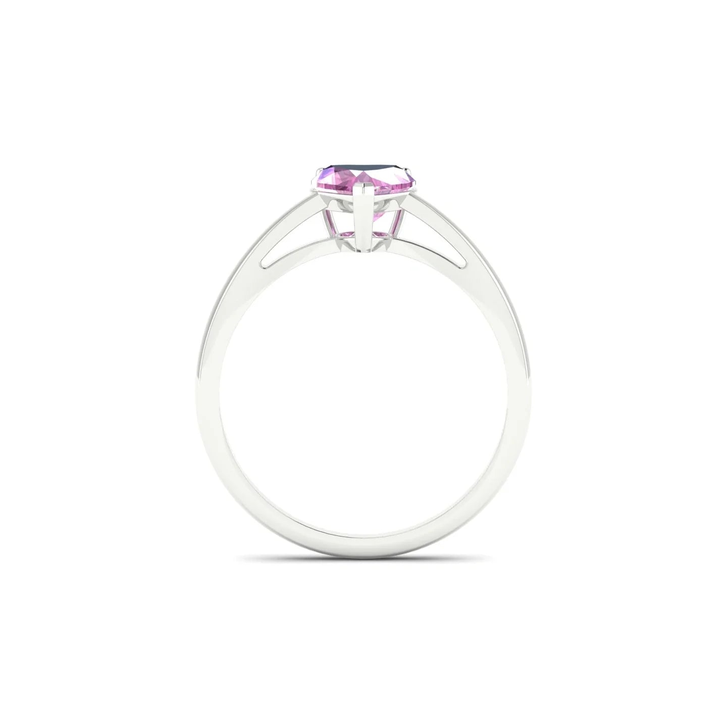 Zenith | 18k White Gold 5.5 mm Heart Pink Sapphire Ring