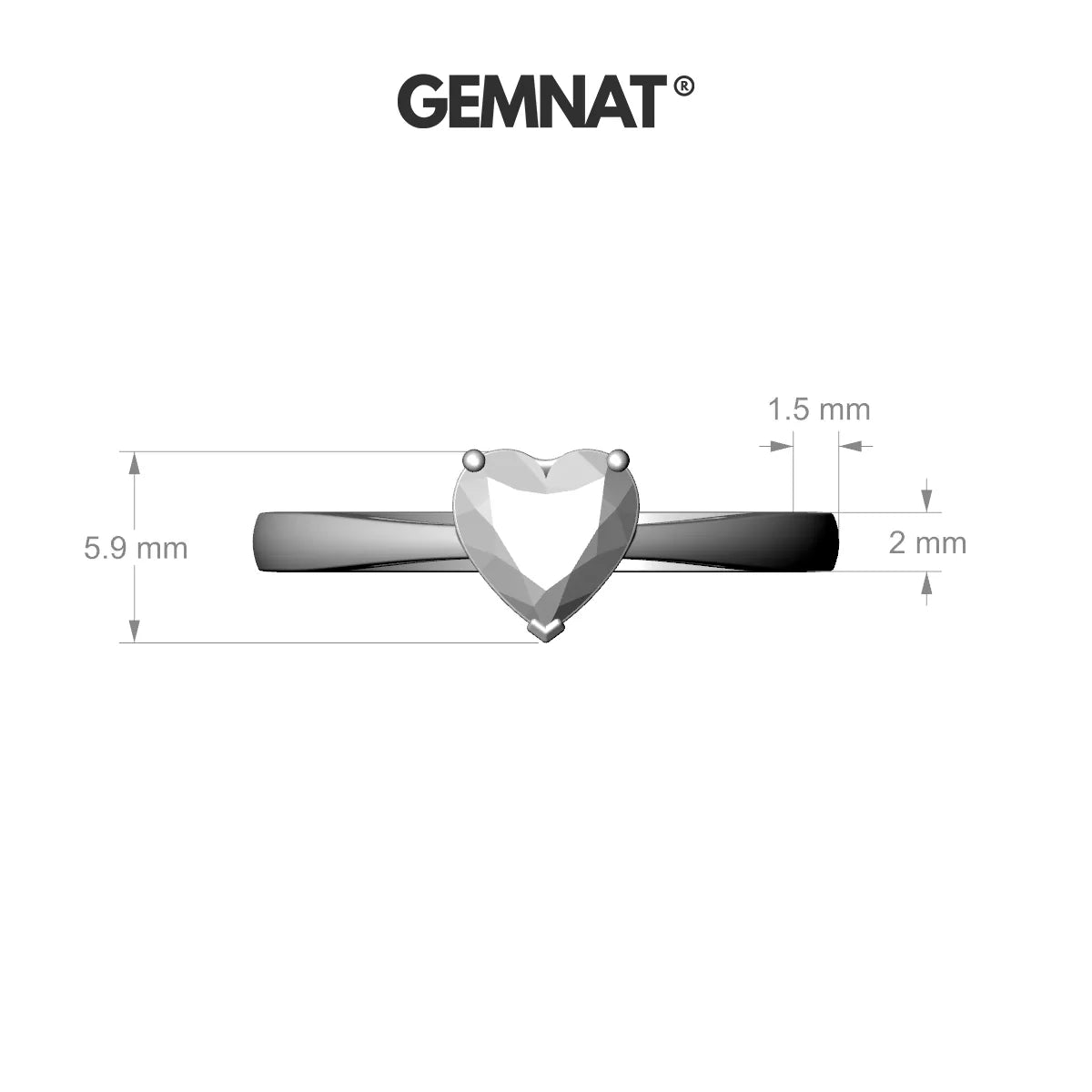 Zenith | 18k White Gold 5.5 mm Heart Sapphire Ring