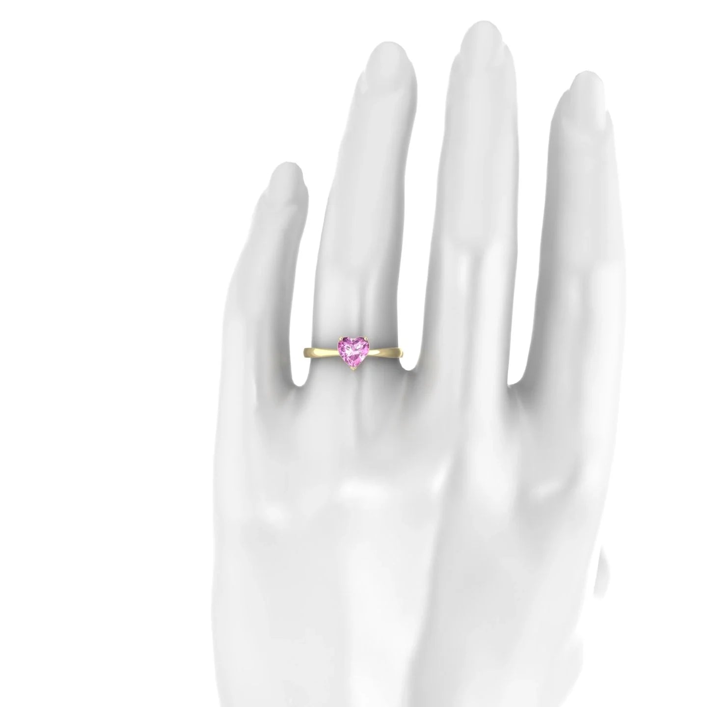 Zenith | 18k Yellow Gold 5.5 mm Heart Pink Sapphire Ring