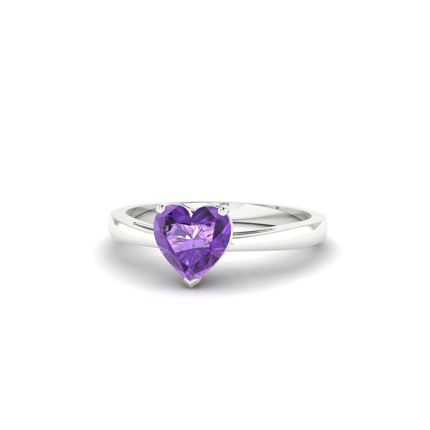 Zenith | 18k White Gold 6 mm Heart Amethyst Ring