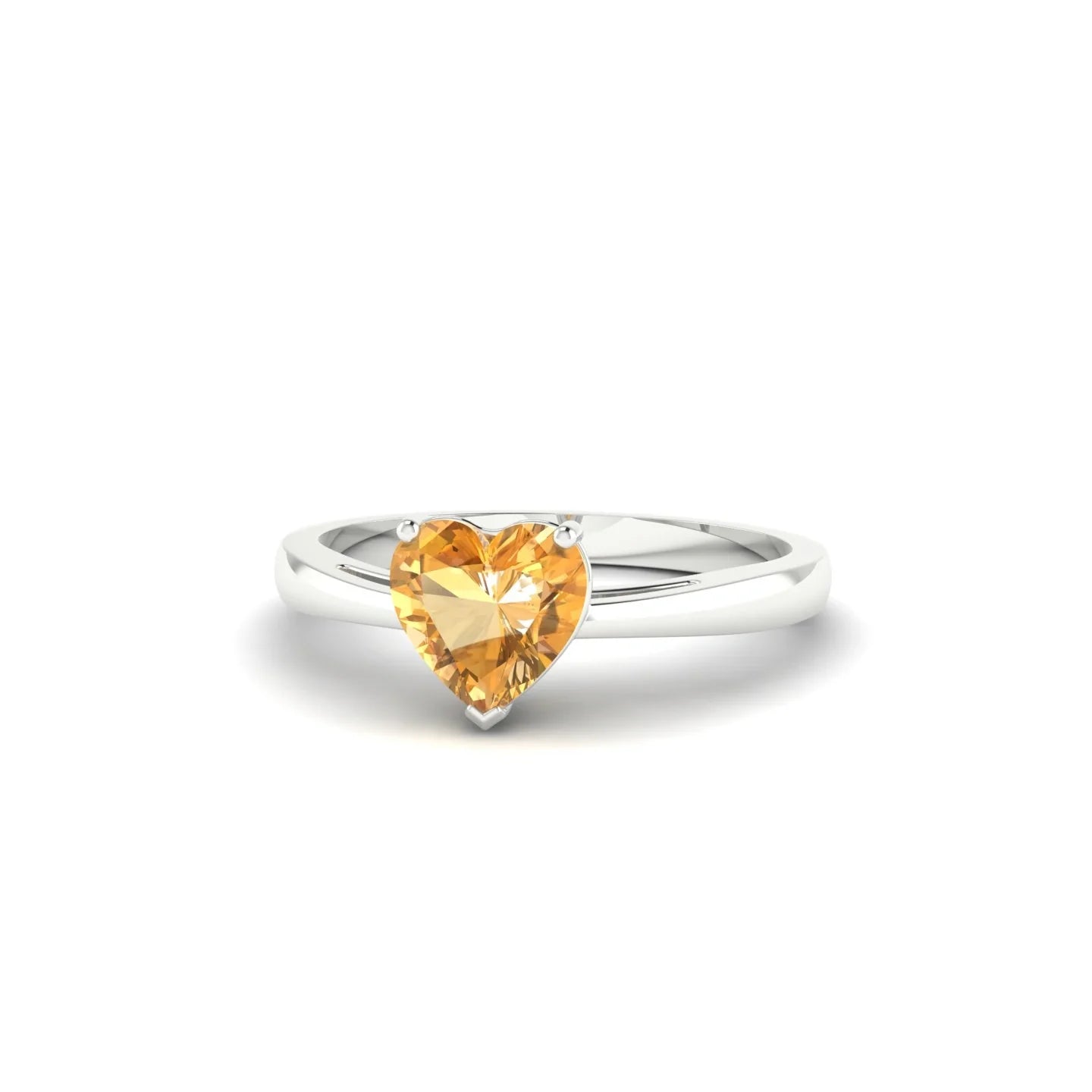 Zenith | 18k White Gold 6 mm Heart Citrine Ring