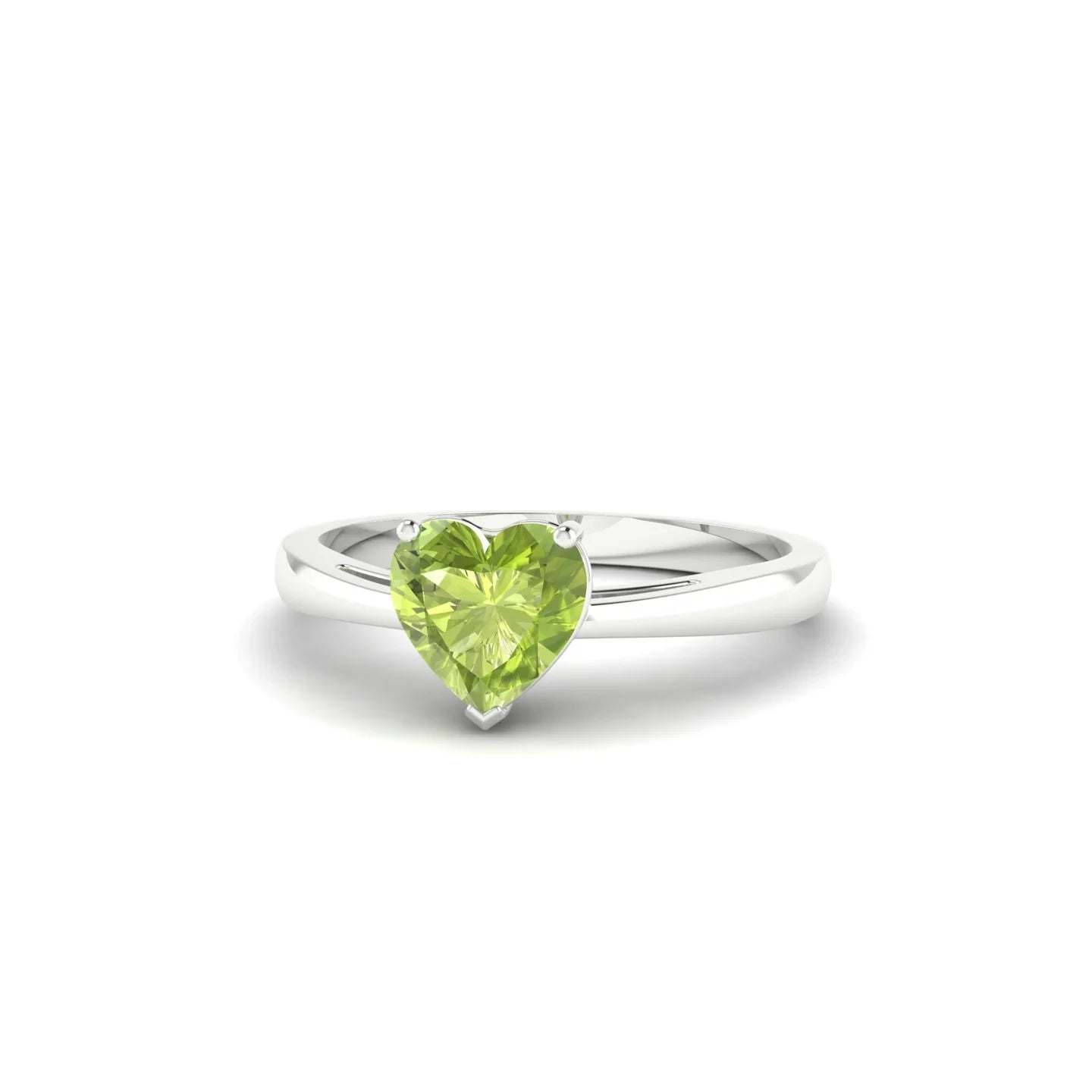 Zenith | 18k White Gold 6 mm Heart Peridot Ring