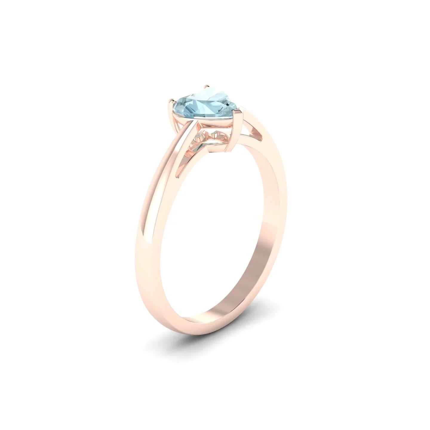 Zenith | 18k Rose Gold 6 mm Heart Aquamarine Ring