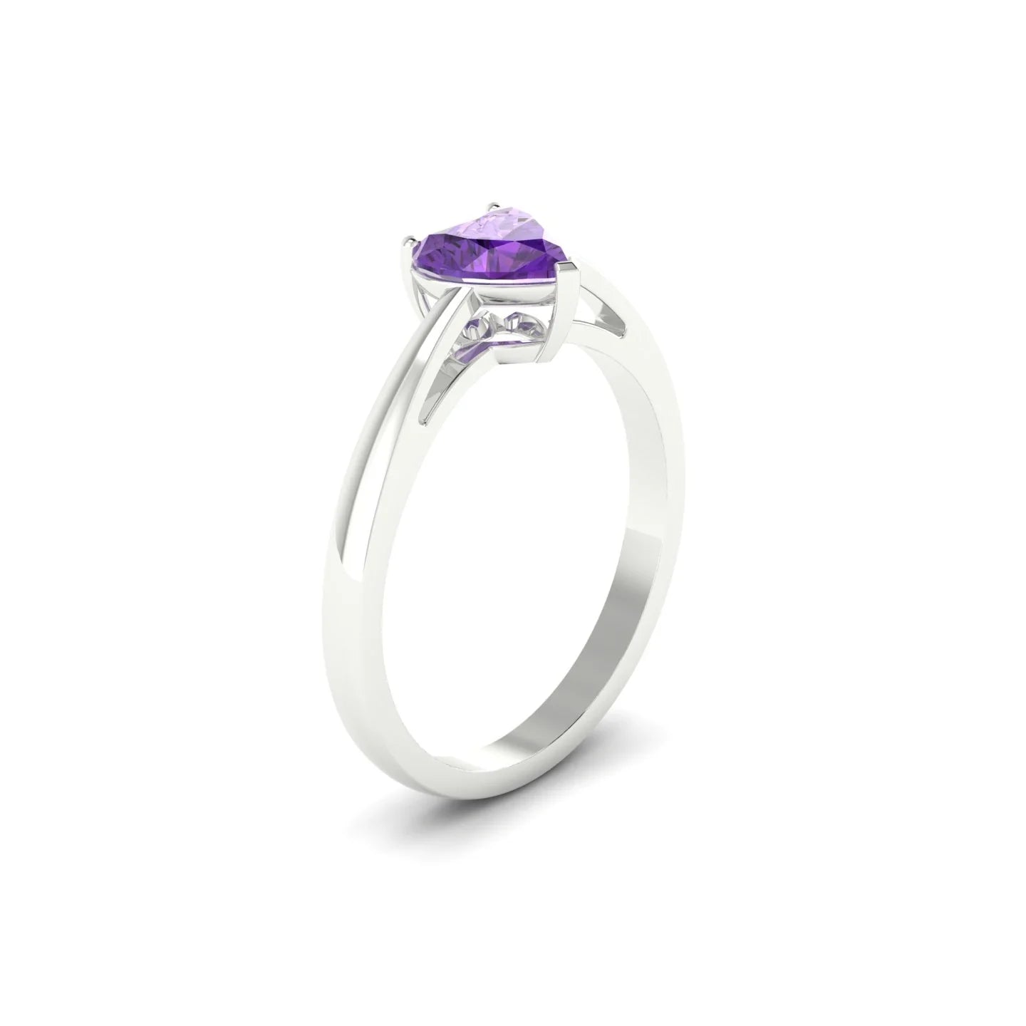 Zenith | 18k White Gold 6 mm Heart Amethyst Ring