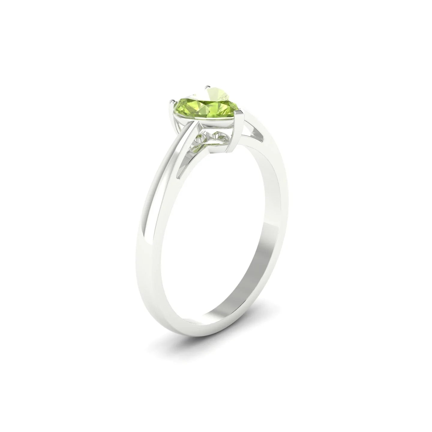 Zenith | 18k White Gold 6 mm Heart Peridot Ring