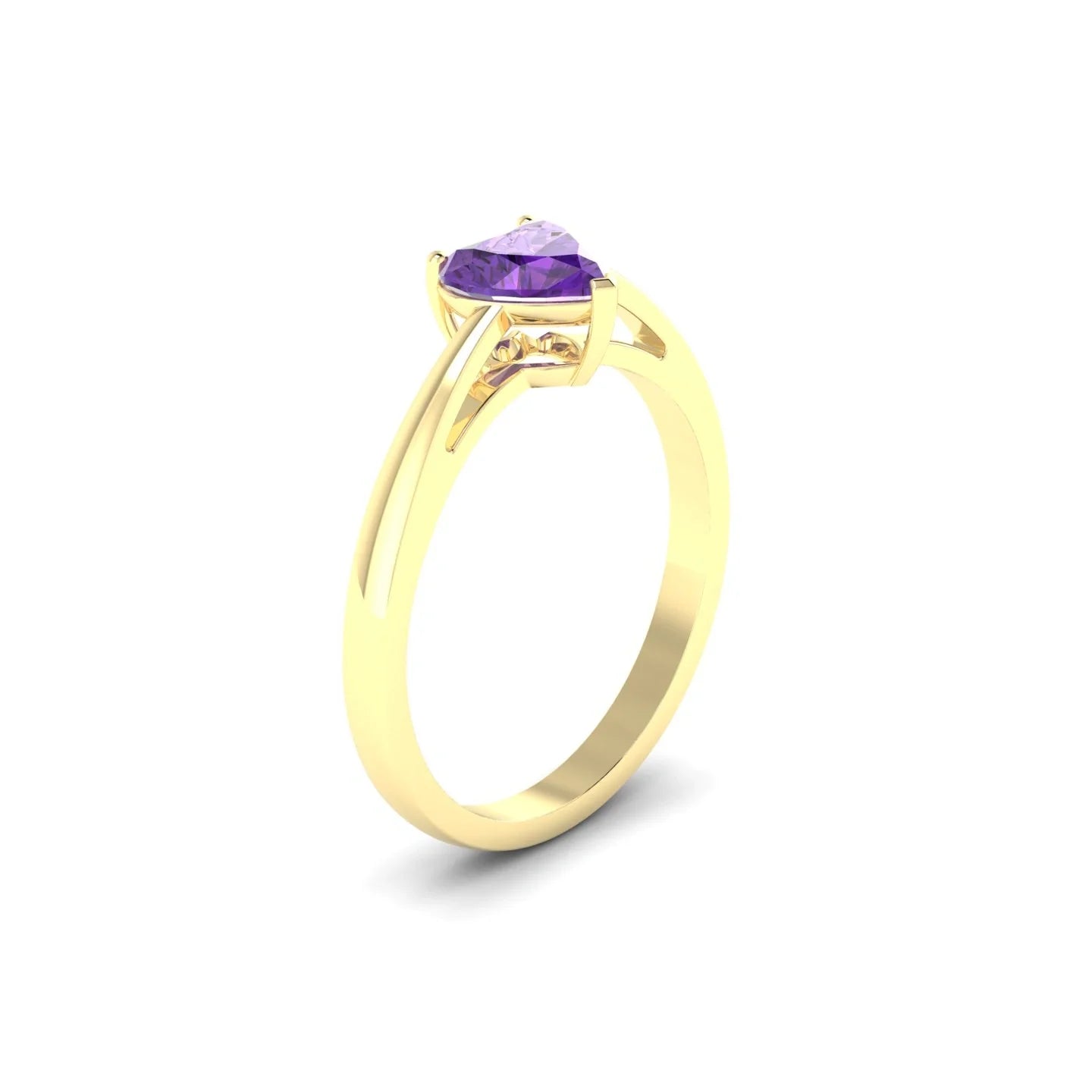 Zenith | 18k Yellow Gold 6 mm Heart Amethyst Ring