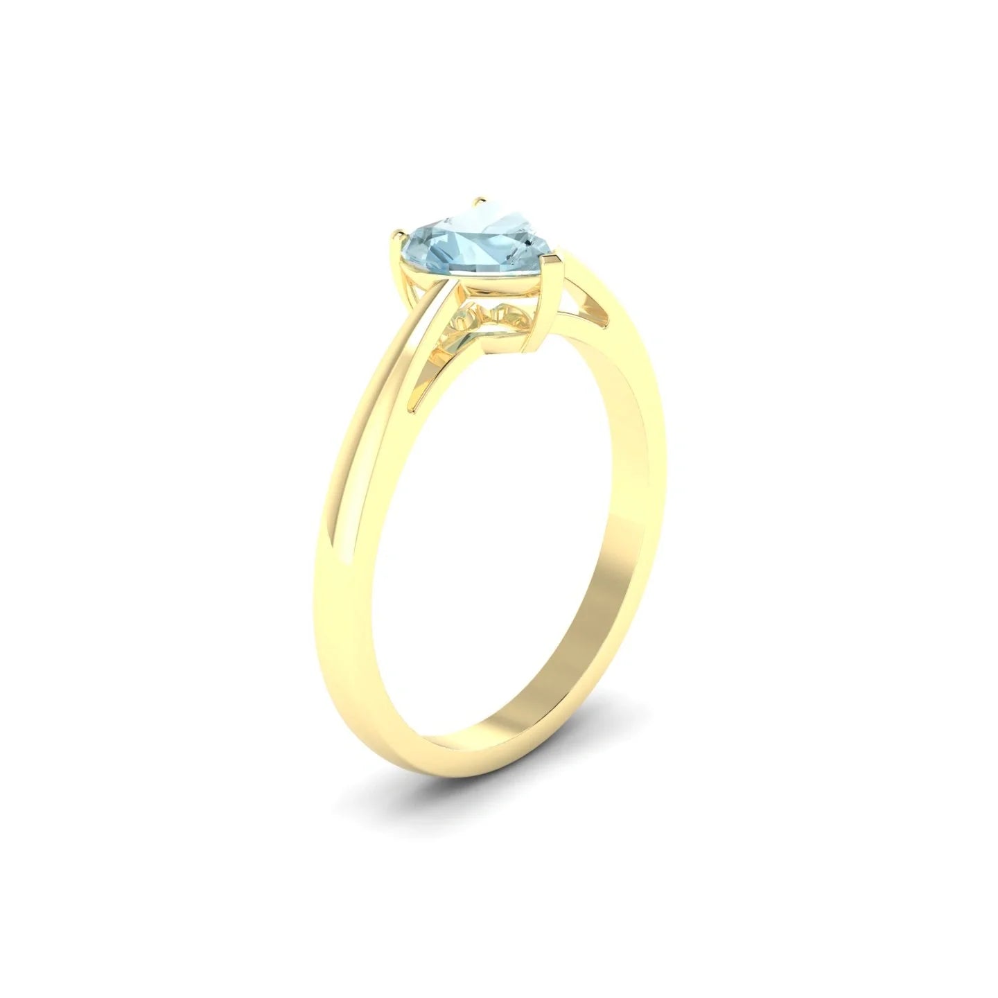 Zenith | 18k Yellow Gold 6 mm Heart Aquamarine Ring