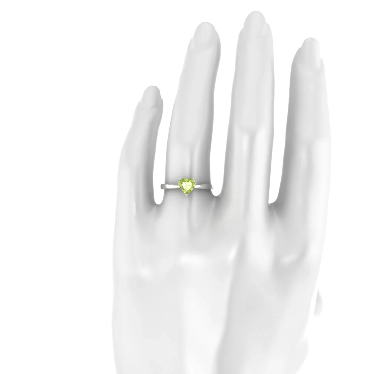 Zenith | 18k White Gold 6 mm Heart Peridot Ring