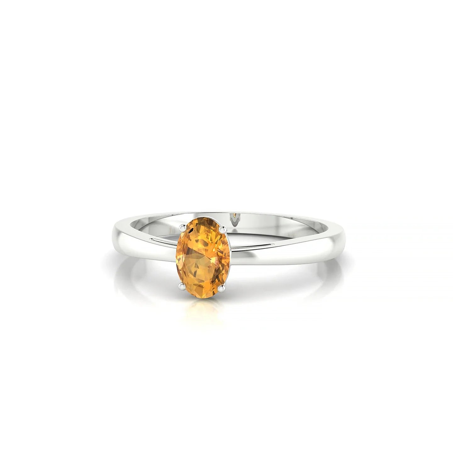 Zenith | 18k White Gold 6 x 4 mm Oval Citrine Ring