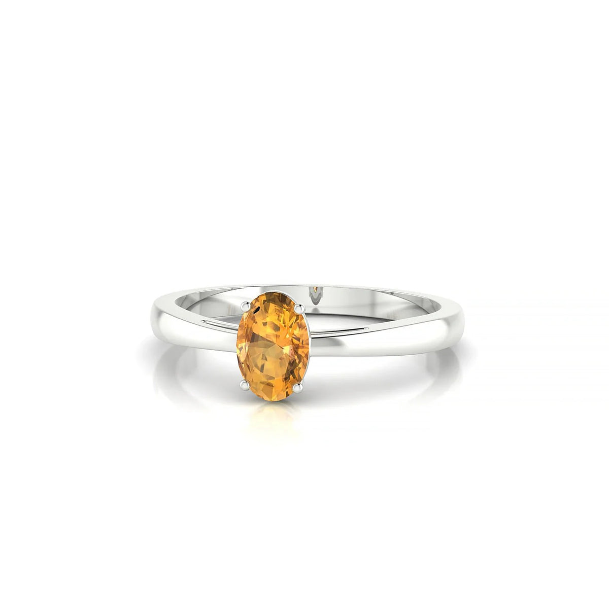 Zenith | 18k White Gold 6 x 4 mm Oval Citrine Ring