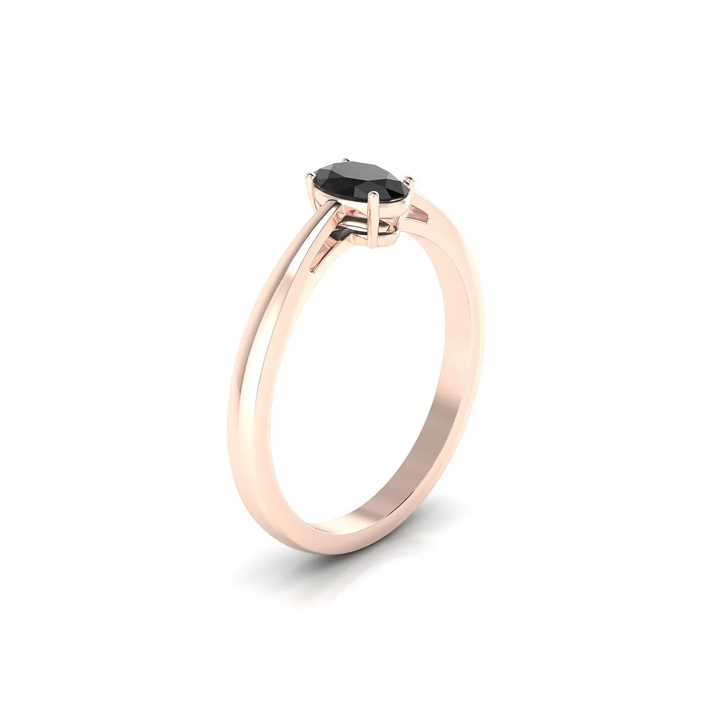 Zenith | 18k Rose Gold 6 x 4 mm Oval Black Diamond Ring
