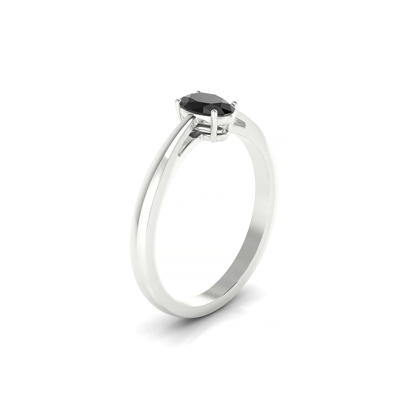 Zenith | 18k White Gold 6 x 4 mm Oval Black Diamond Ring