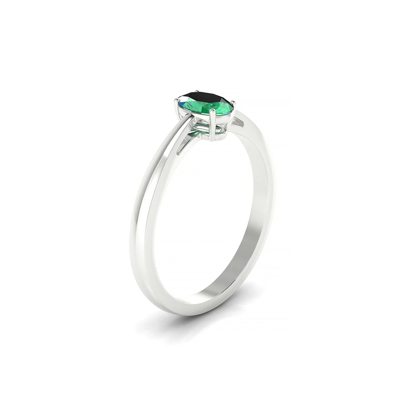 Zenith | 18k White Gold 6 x 4 mm Oval Emerald Ring