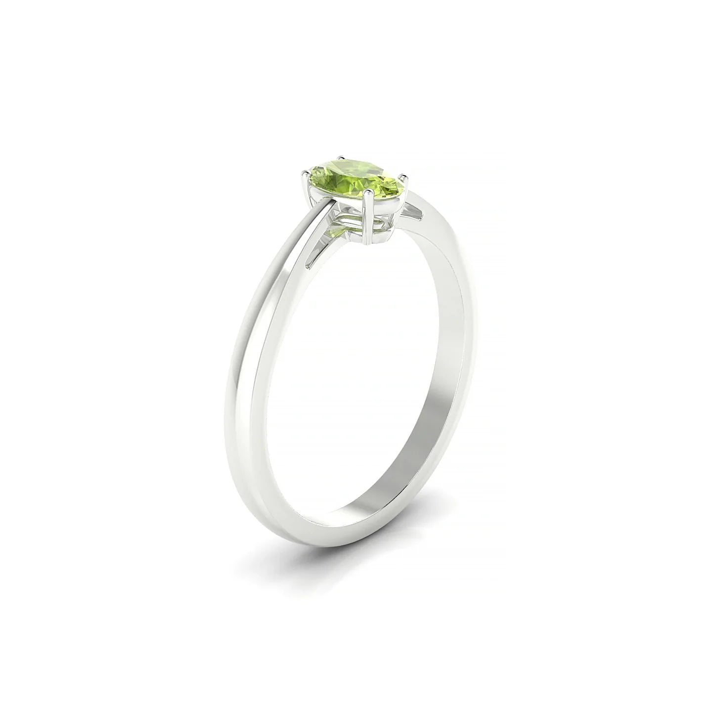 Zenith | 18k White Gold 6 x 4 mm Oval Peridot Ring