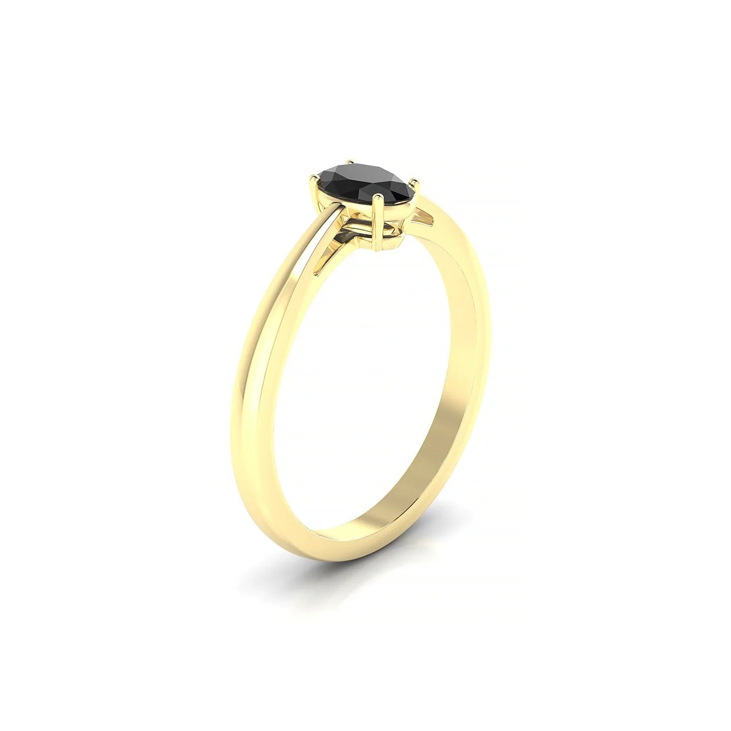 Zenith | 18k Yellow Gold 6 x 4 mm Oval Black Diamond Ring