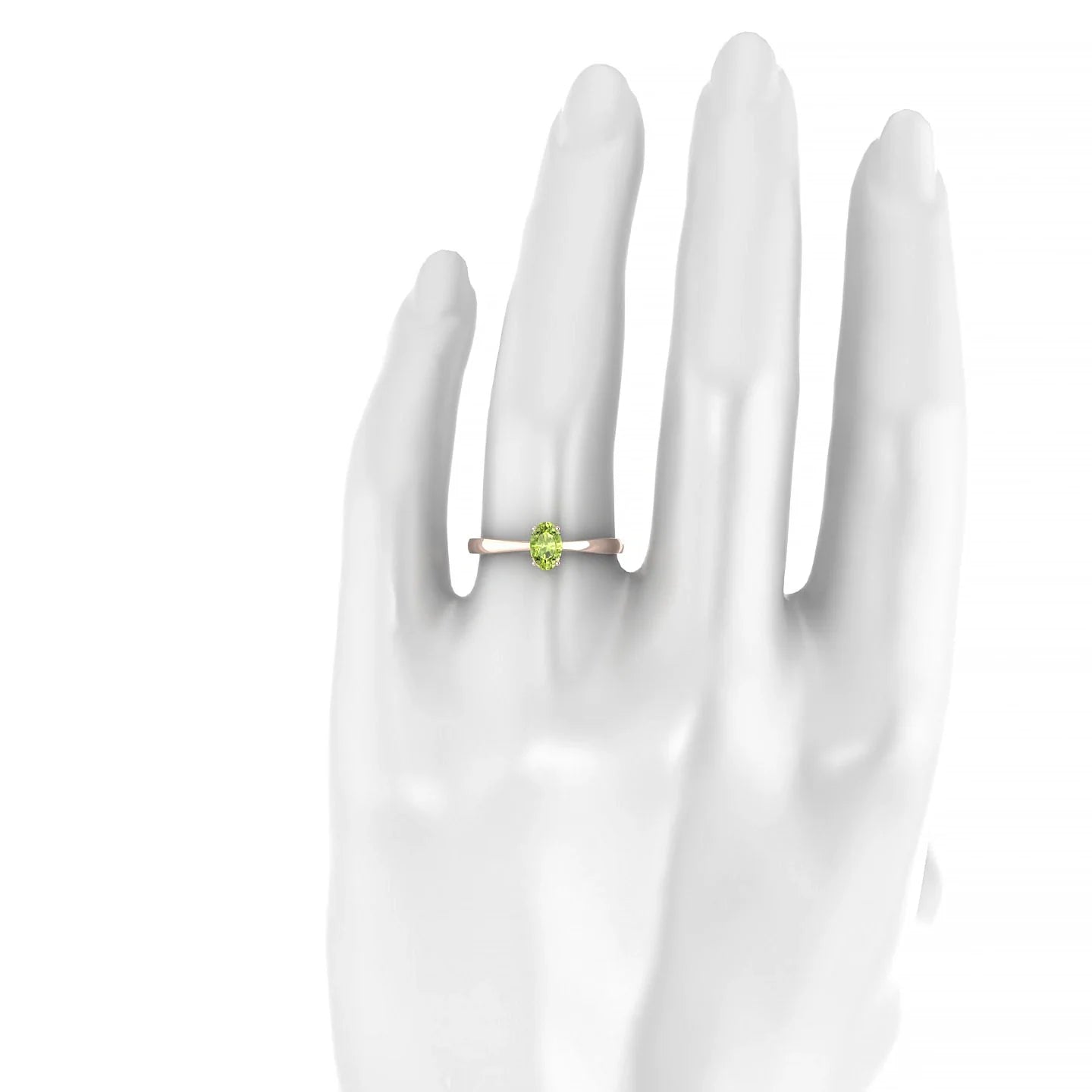 Zenith | 18k Rose Gold 6 x 4 mm Oval Peridot Ring