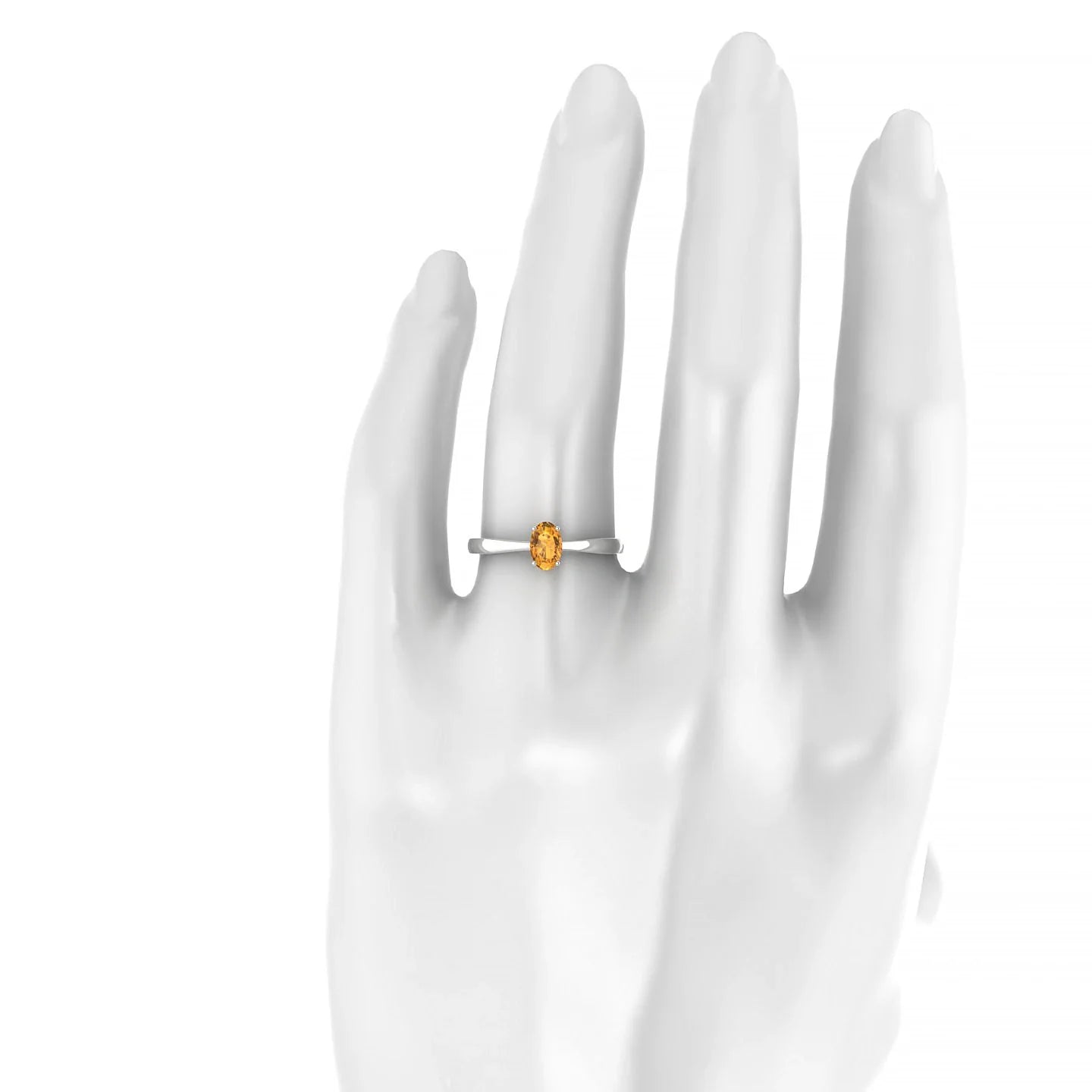 Zenith | 18k White Gold 6 x 4 mm Oval Citrine Ring