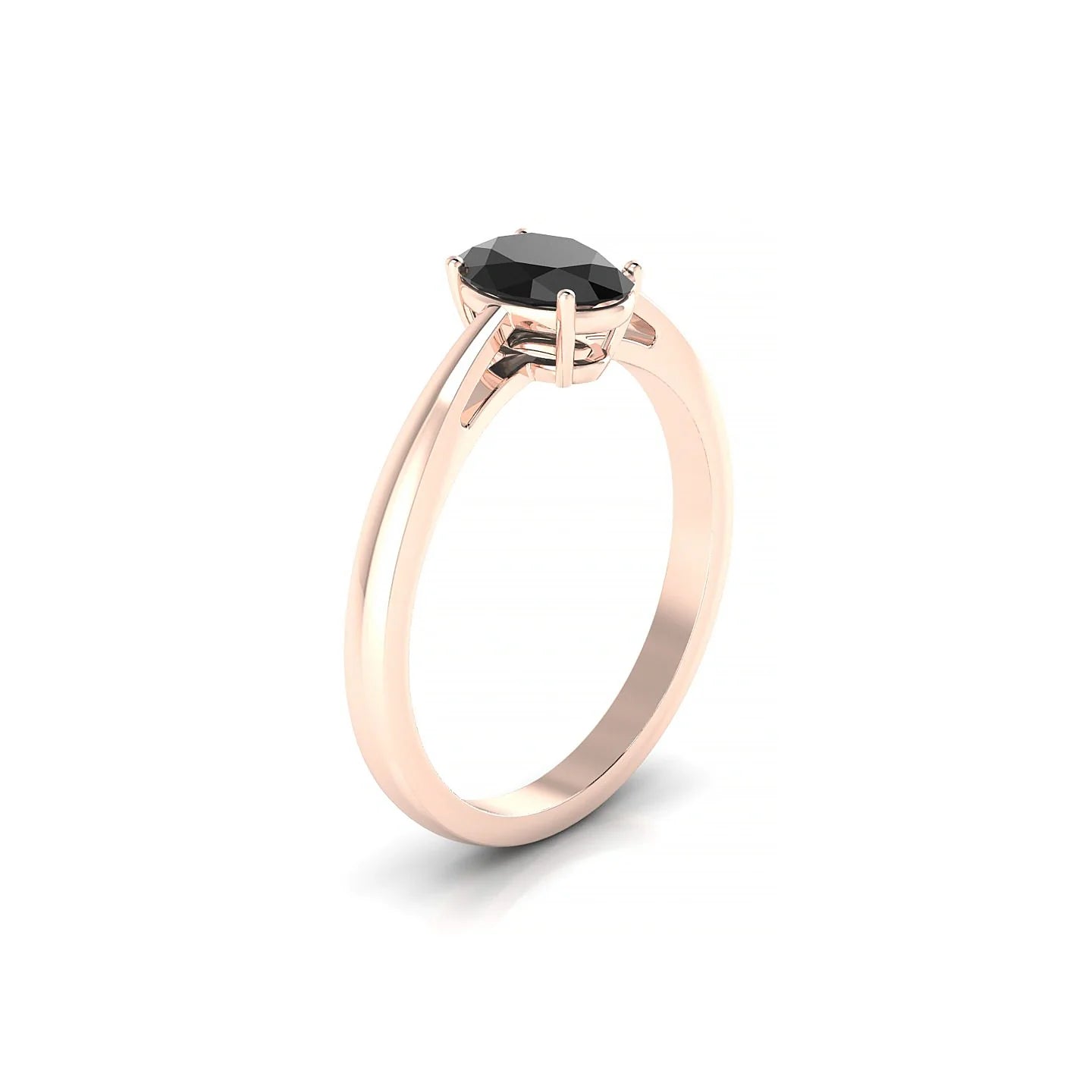 Zenith | 18k Rose Gold 7 x 5 mm Oval Black Diamond Ring