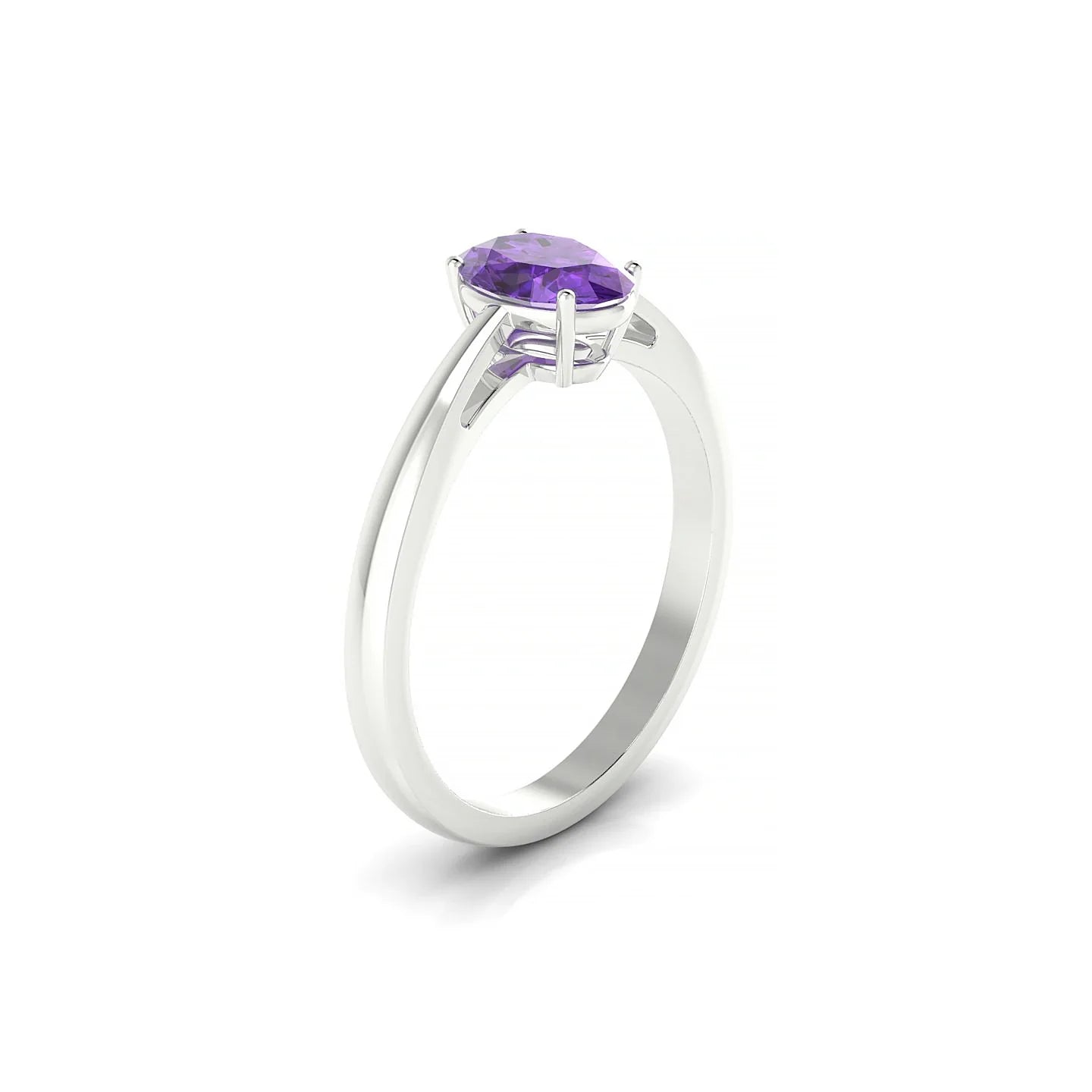 Zenith | 18k White Gold 7 x 5 mm Oval Amethyst Ring