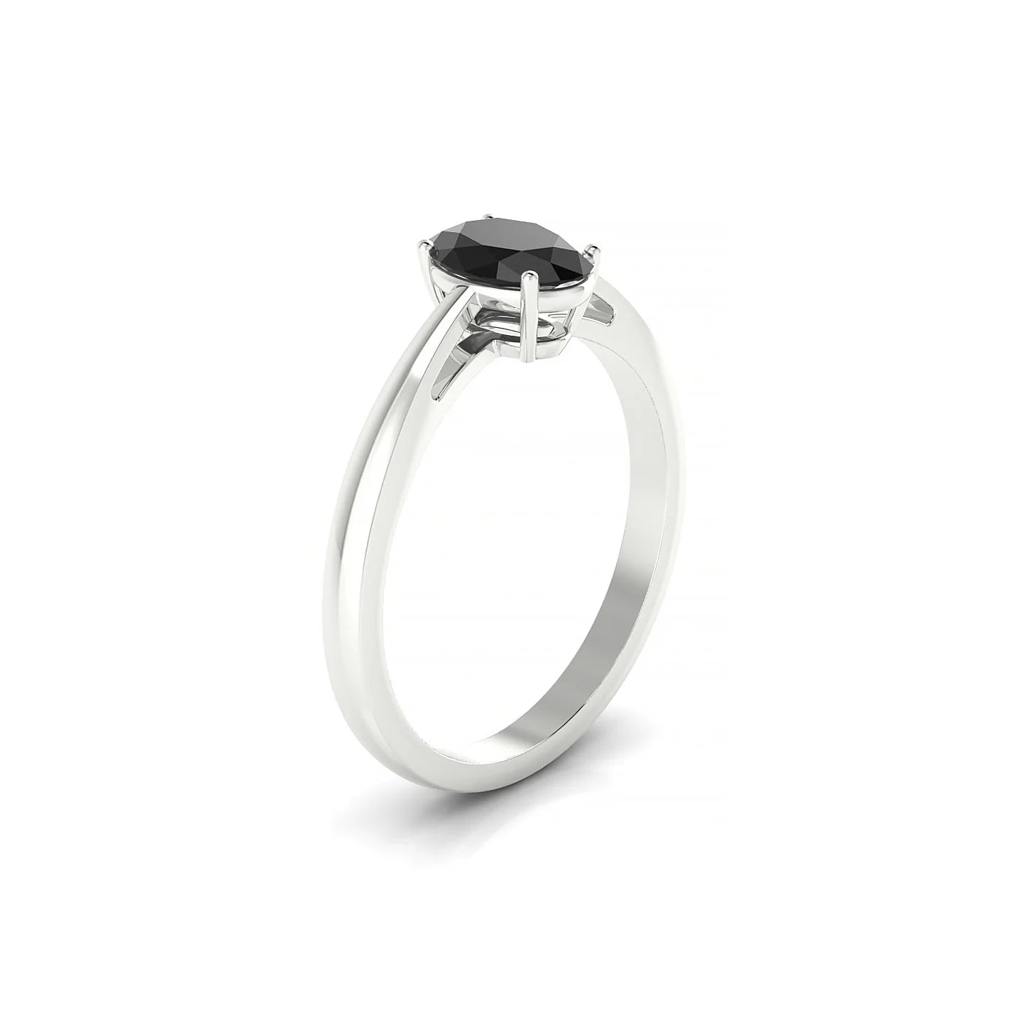 Zenith | 18k White Gold 7 x 5 mm Oval Black Diamond Ring