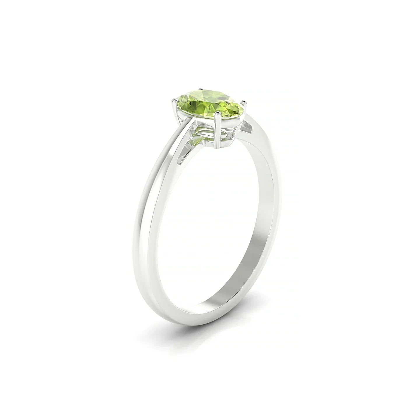 Zenith | 18k White Gold 7 x 5 mm Oval Peridot Ring