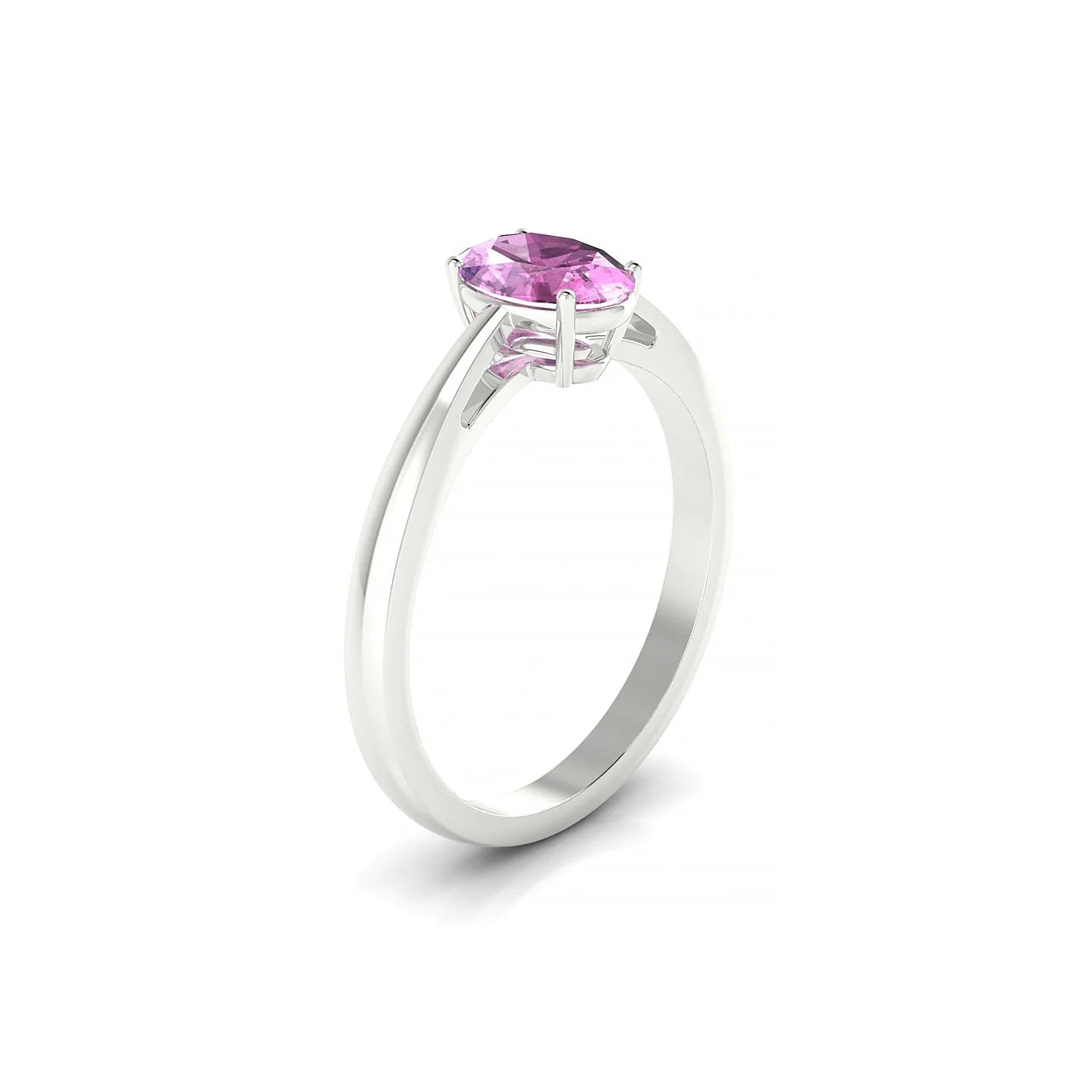 Zenith | 18k White Gold 7 x 5 mm Oval Pink Sapphire Ring