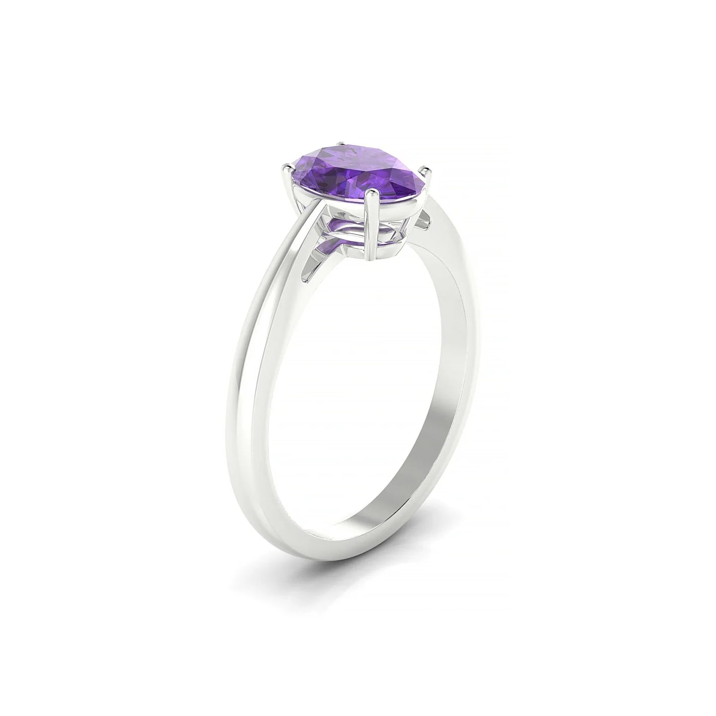 Zenith | 18k White Gold 8 x 6 mm Oval Amethyst Ring