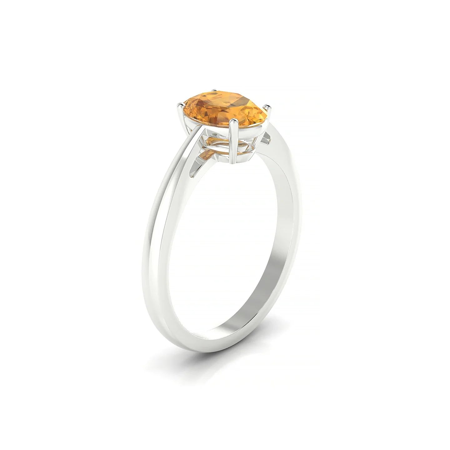 Zenith | 18k White Gold 8 x 6 mm Oval Citrine Ring