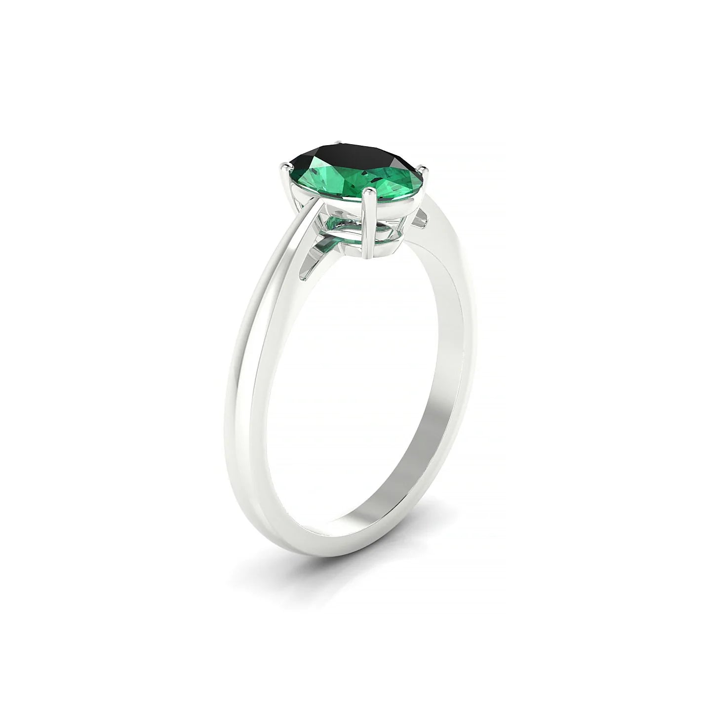 Zenith | 18k White Gold 8 x 6 mm Oval Emerald Ring