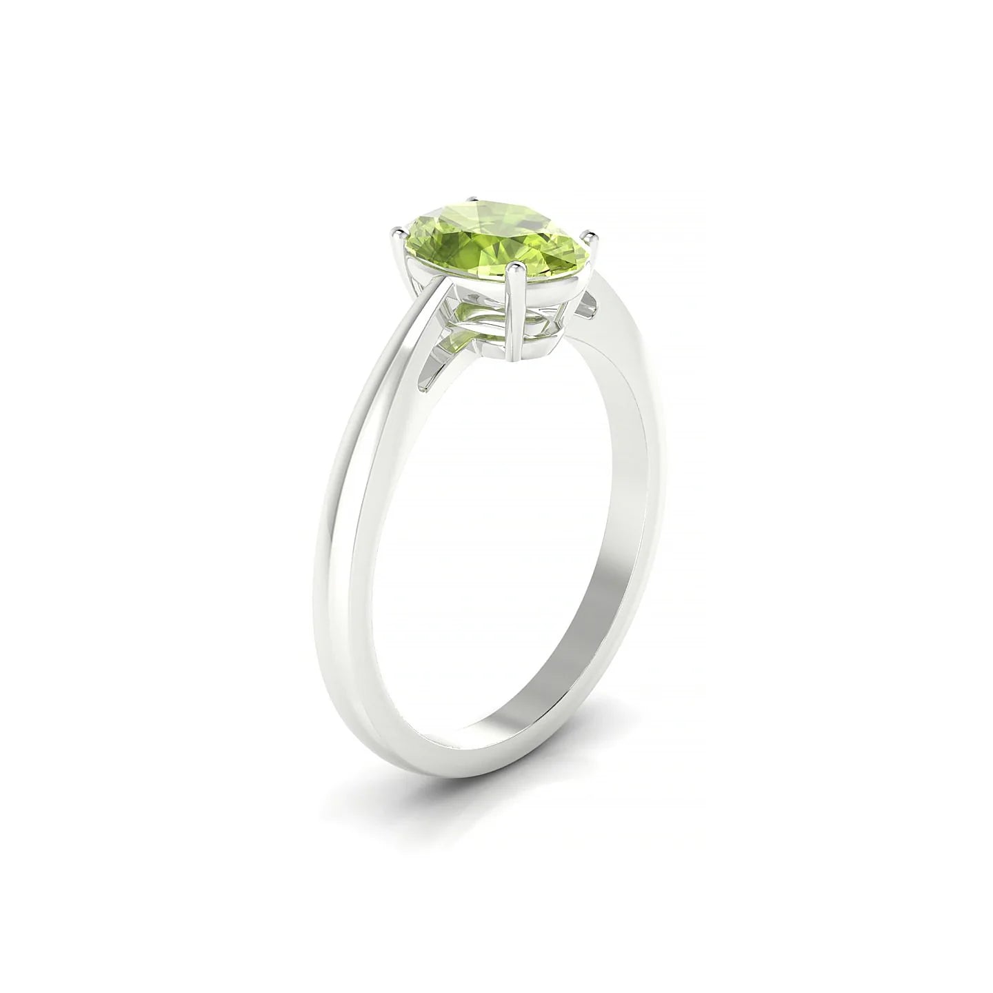 Zenith | 18k White Gold 8 x 6 mm Oval Peridot Ring
