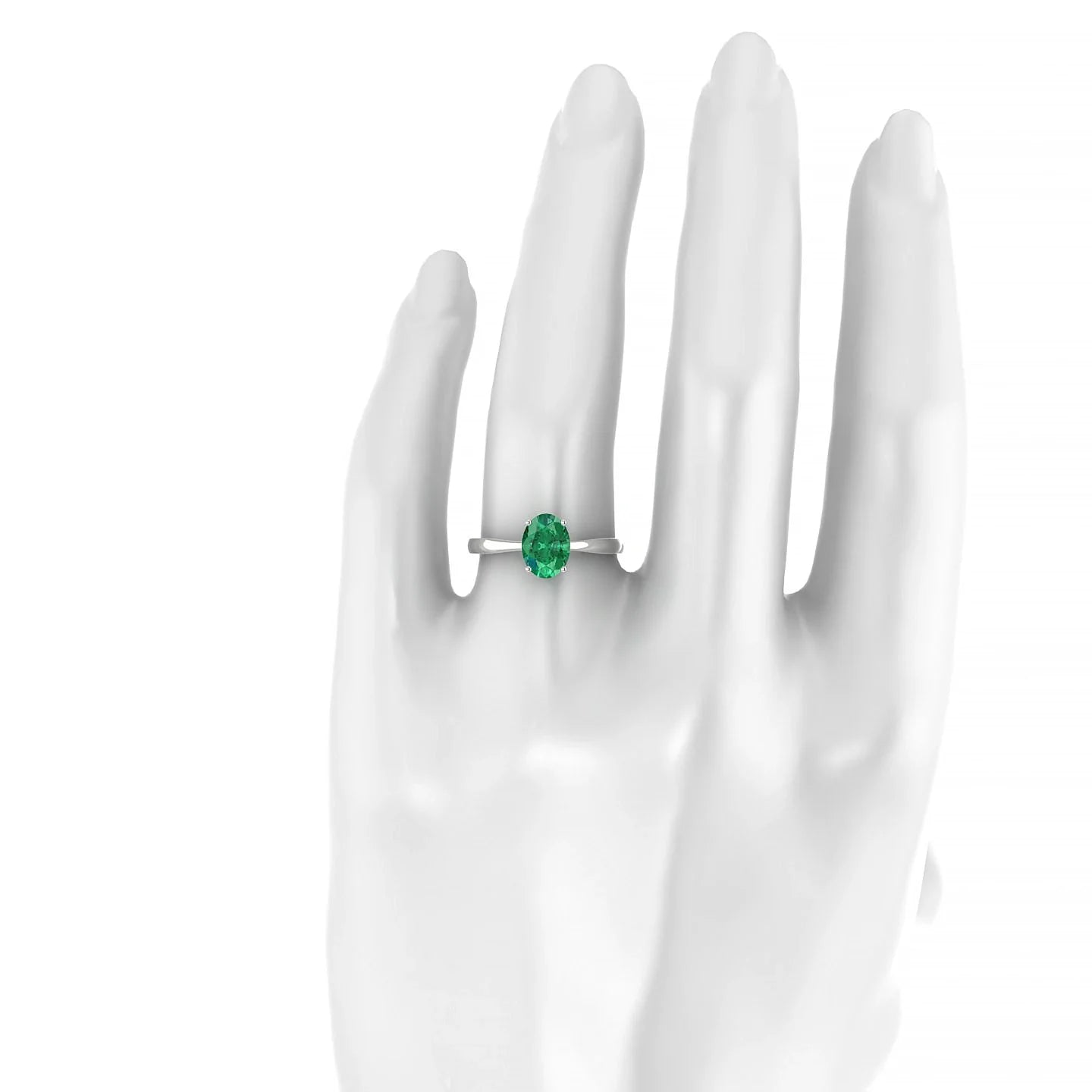 Zenith | 18k White Gold 8 x 6 mm Oval Emerald Ring
